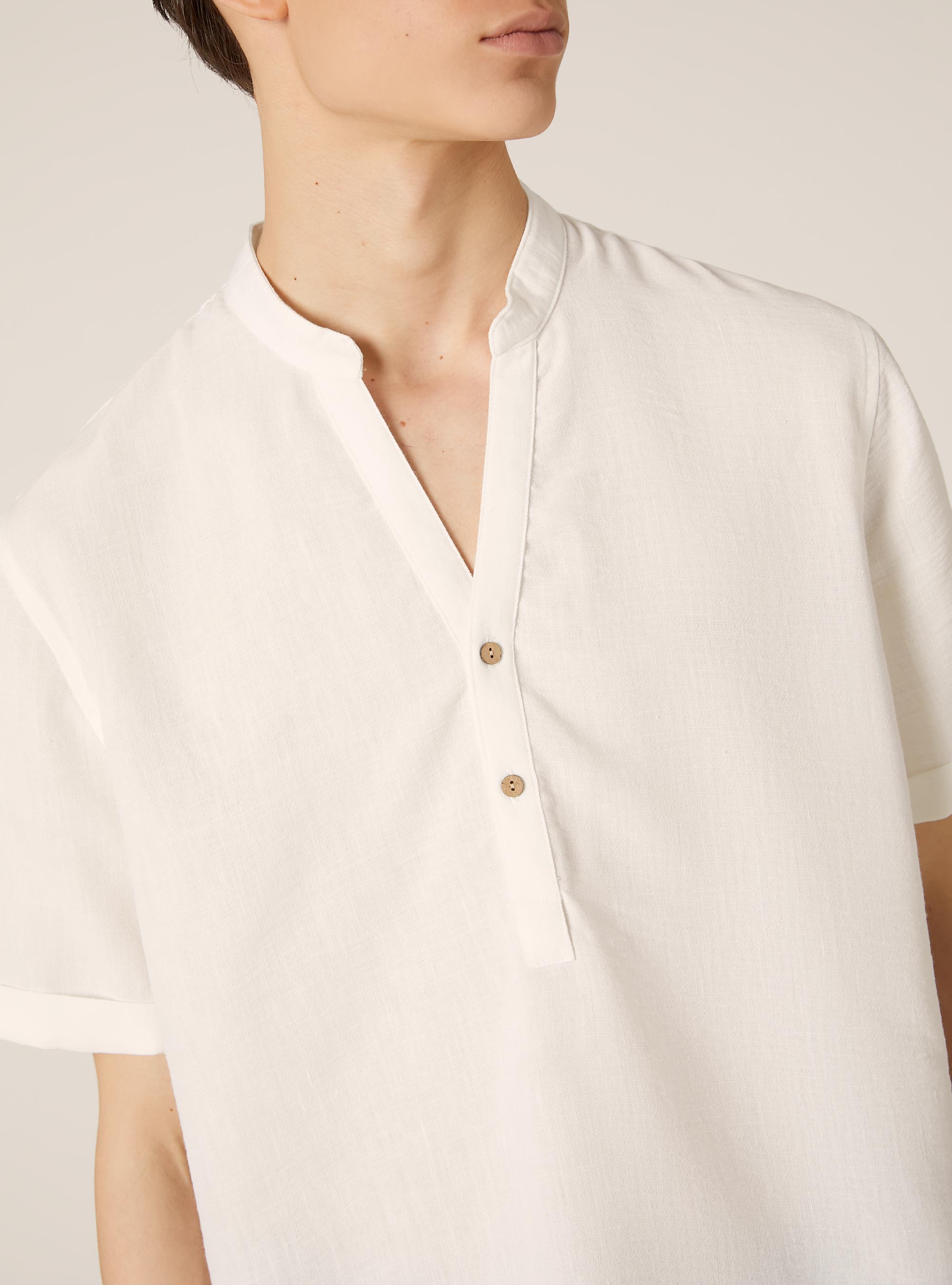 Shirt with Korean collar, WH2 WHITE