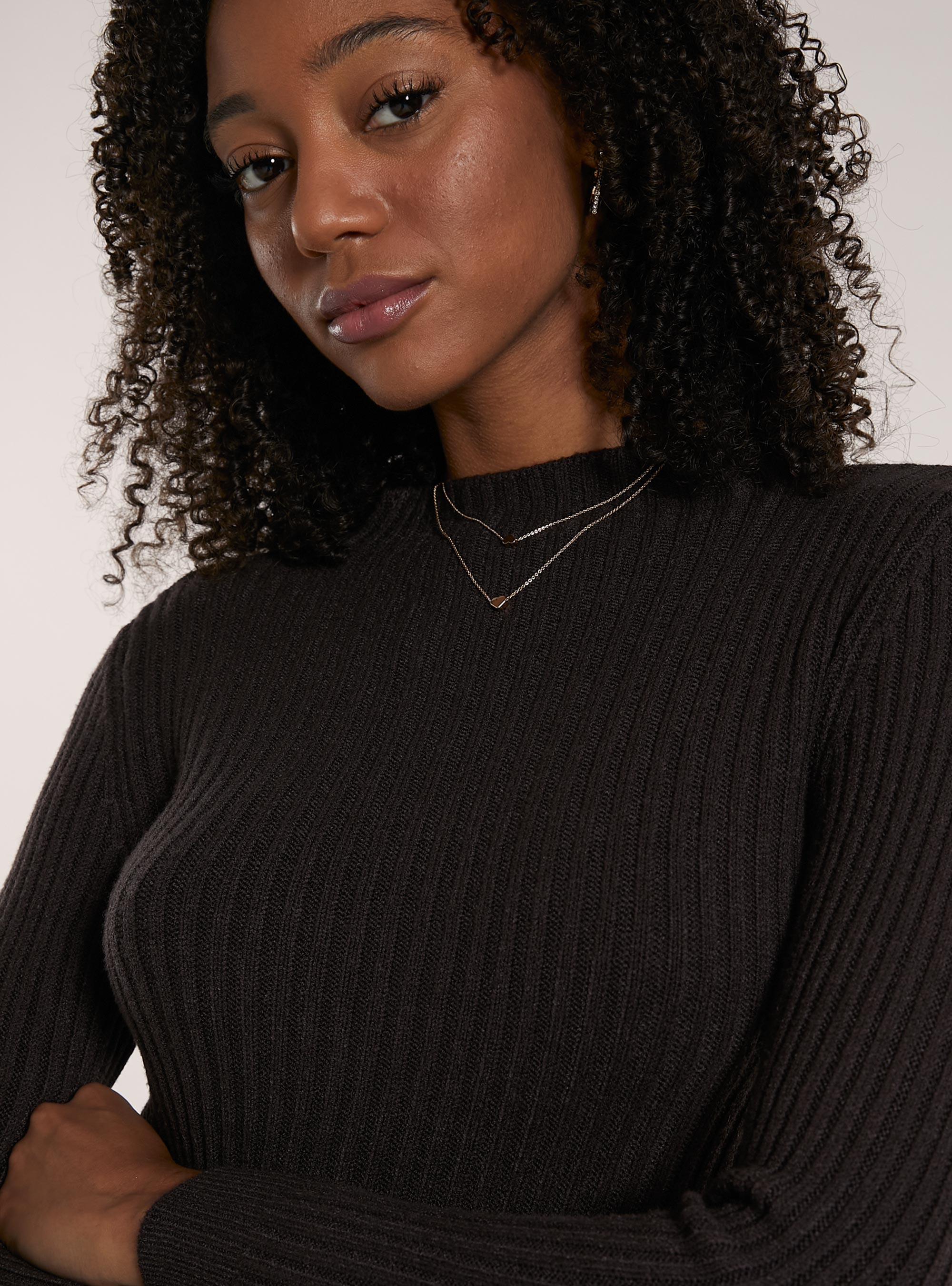 Maglia mezzo collo tinta unita, BR1 BROWN DARK