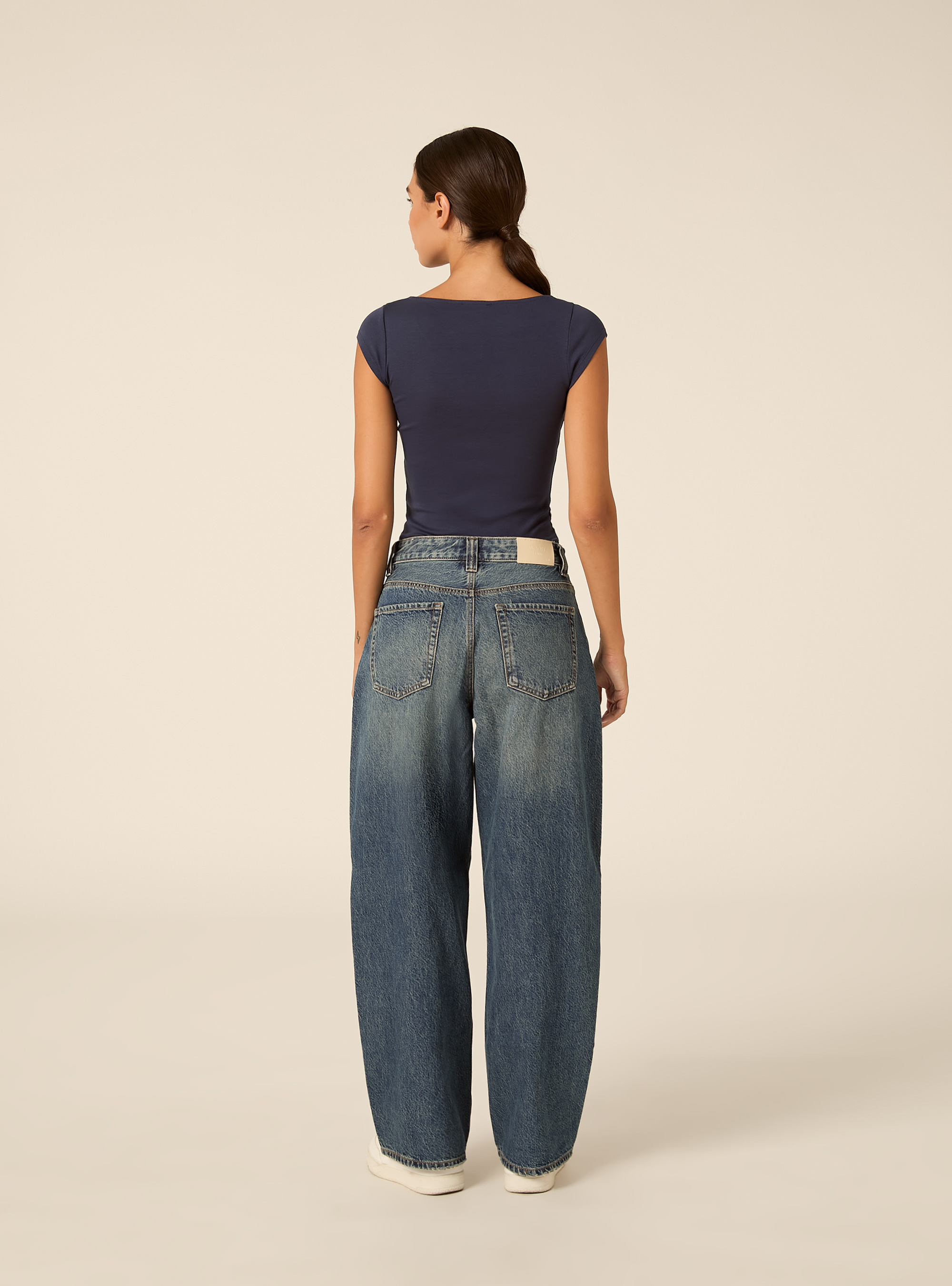 T-shirt con scollo a v in pizzo, NA2 NAVY MEDIUM