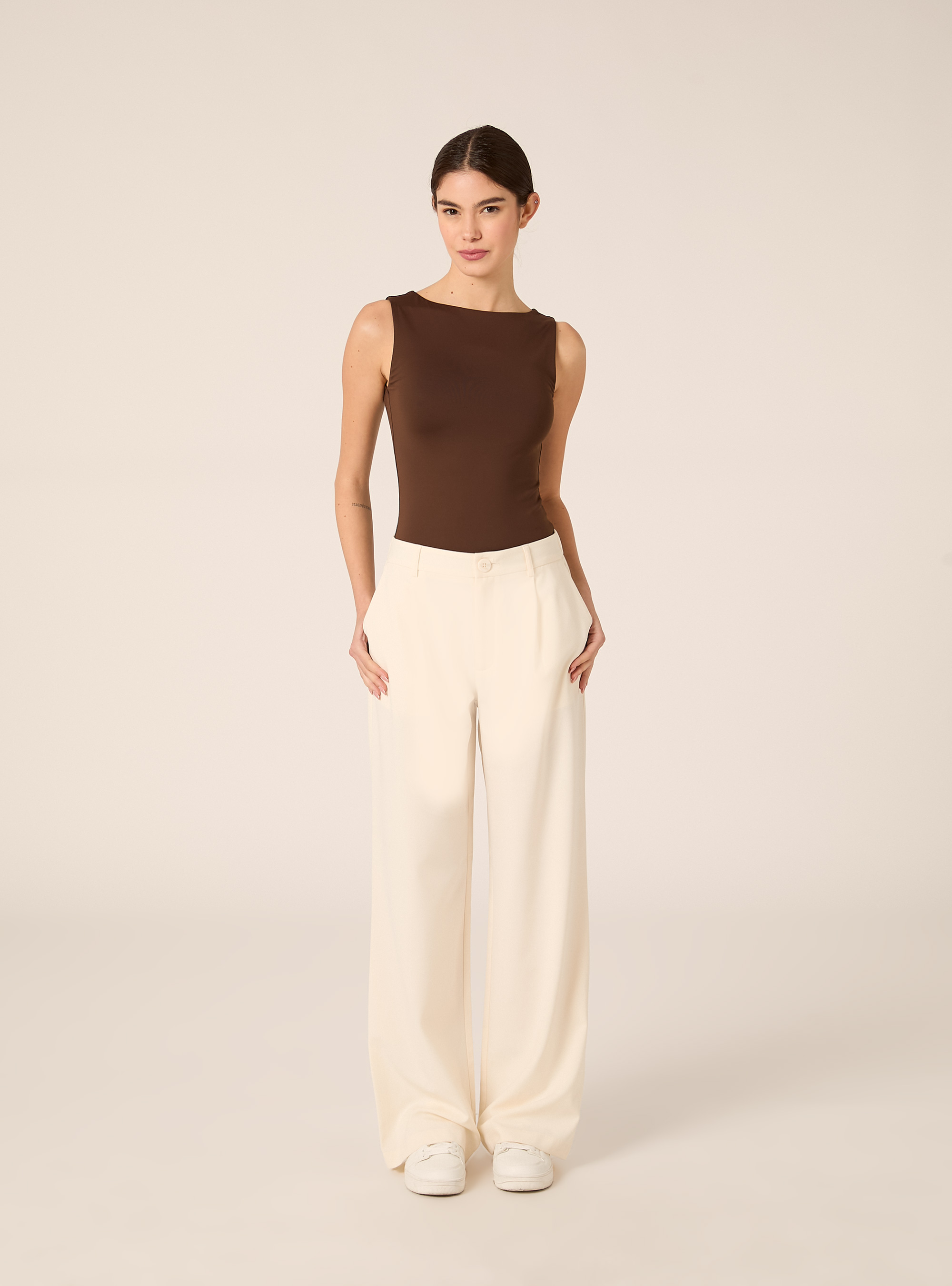 Straight tailored trousers, CR3 CREAM LIGHT