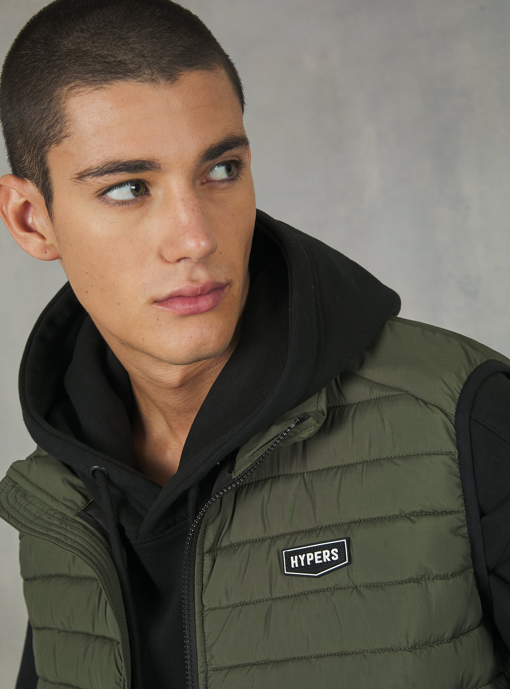 Padded sleeve jacket with contrasting zip, KY2 KAKY MEDIUM