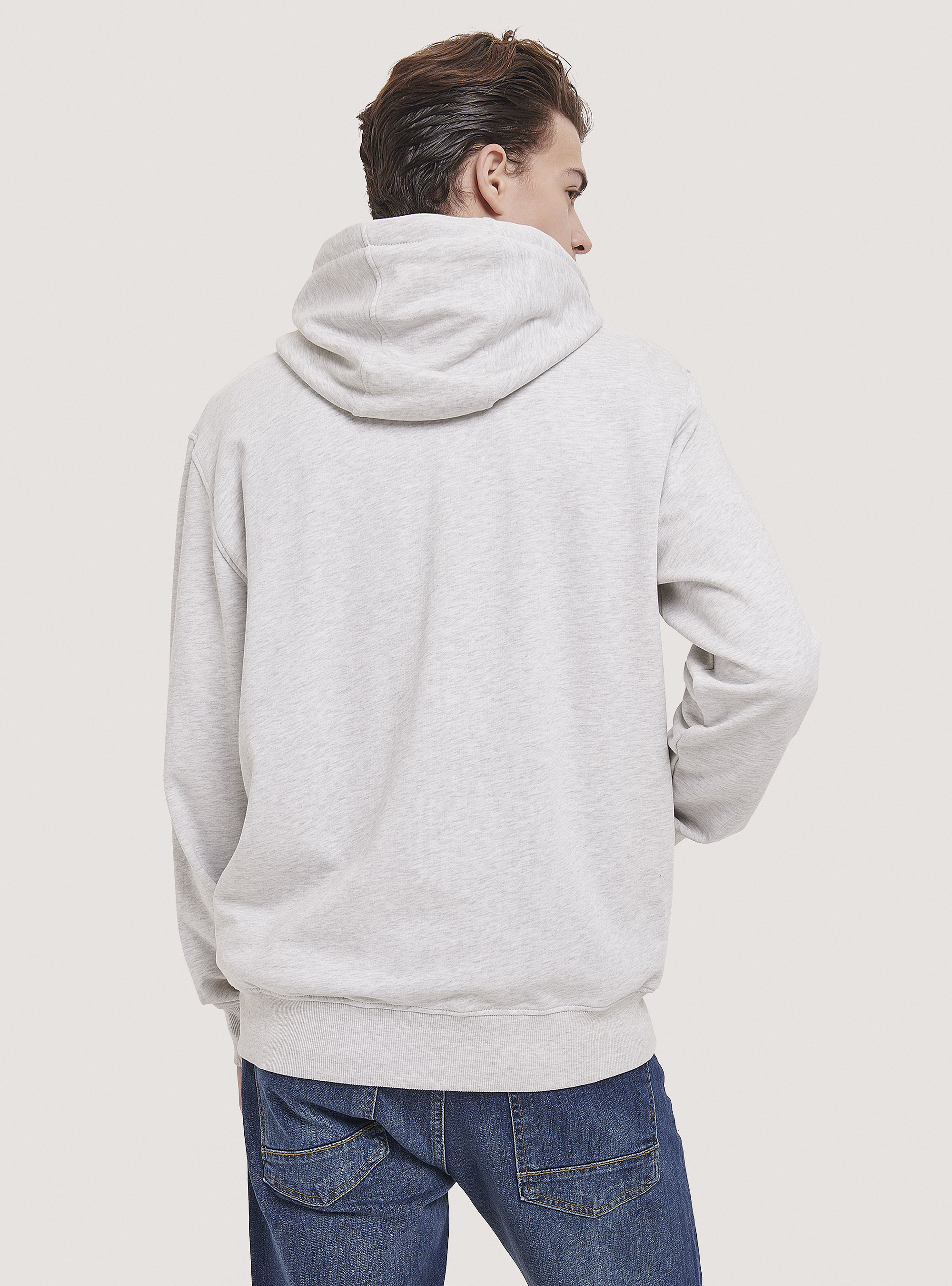 Basic Hoody mit Baumwoll-Kapuze, C148 ICE MELANGE