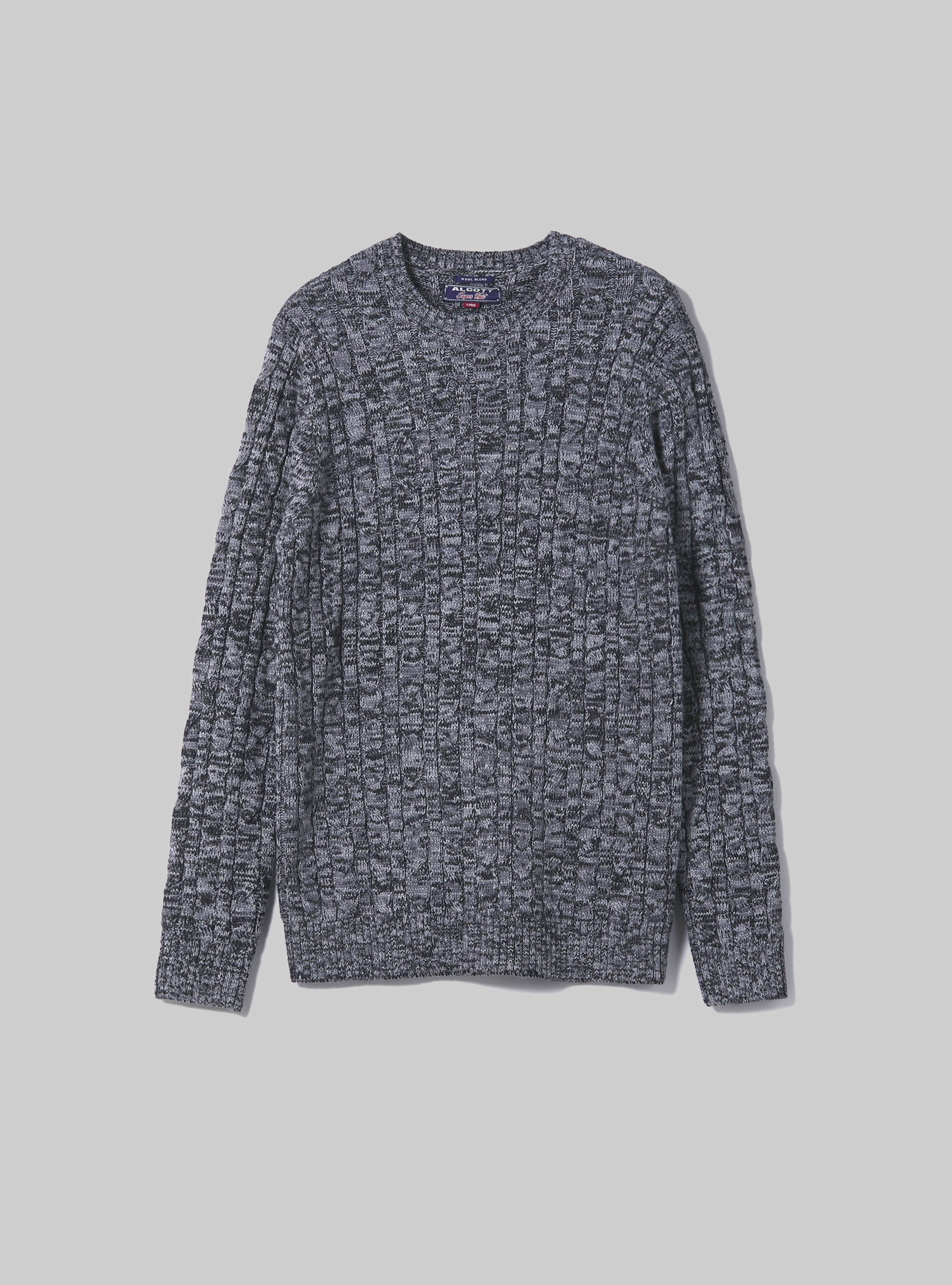 Crew-neck pullover with braids, MGY1 GREY MEL DARK
