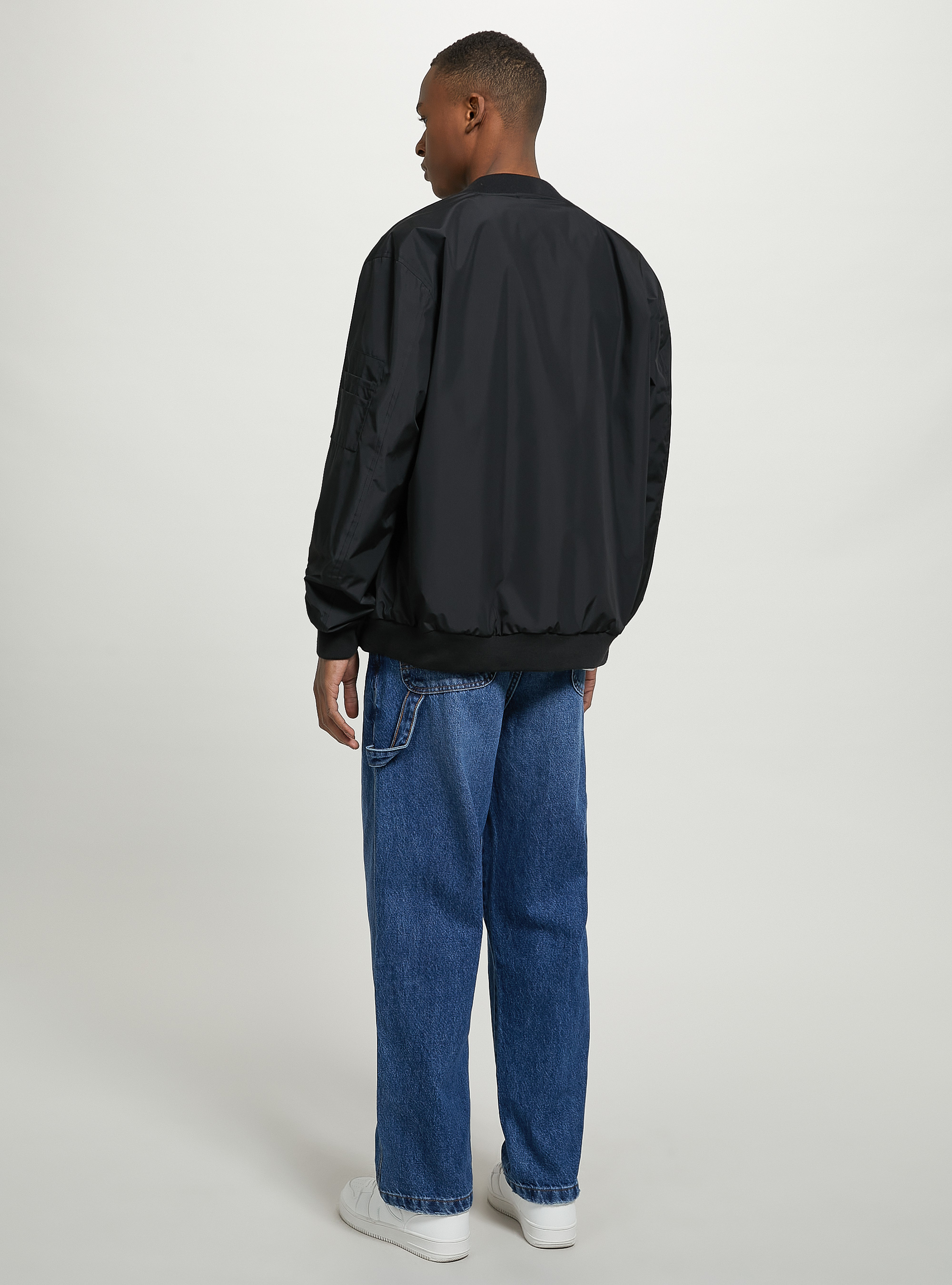 Windproof regular fit bomber jacket, BK1 BLACK