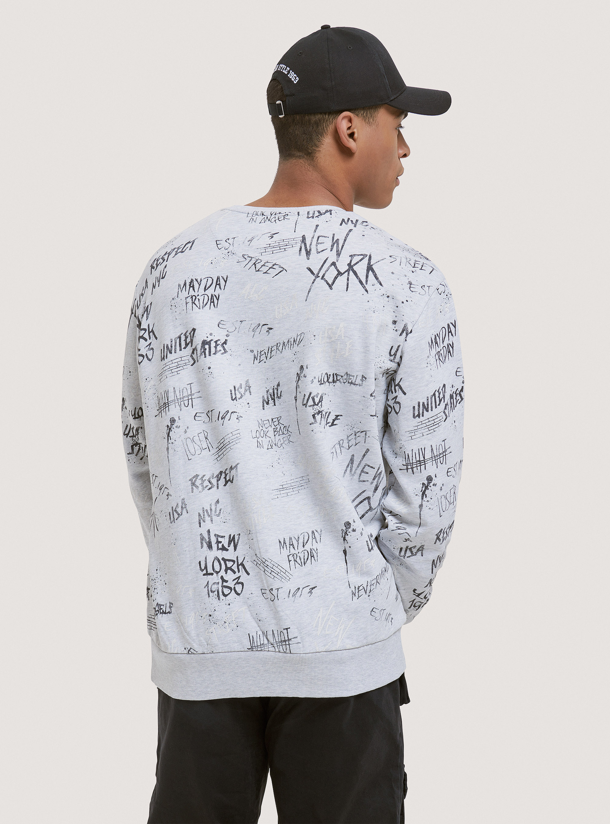 Felpa girocollo 100% cotone, C148 ICE MELANGE