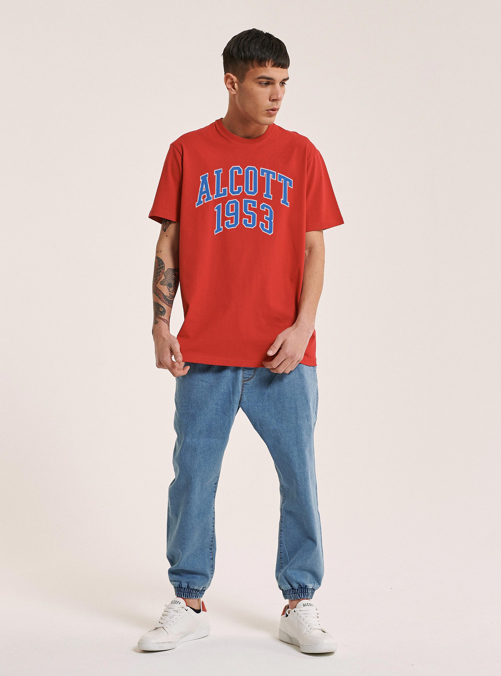 Baumwoll-T-Shirt mit Logodruck, C3393 RED