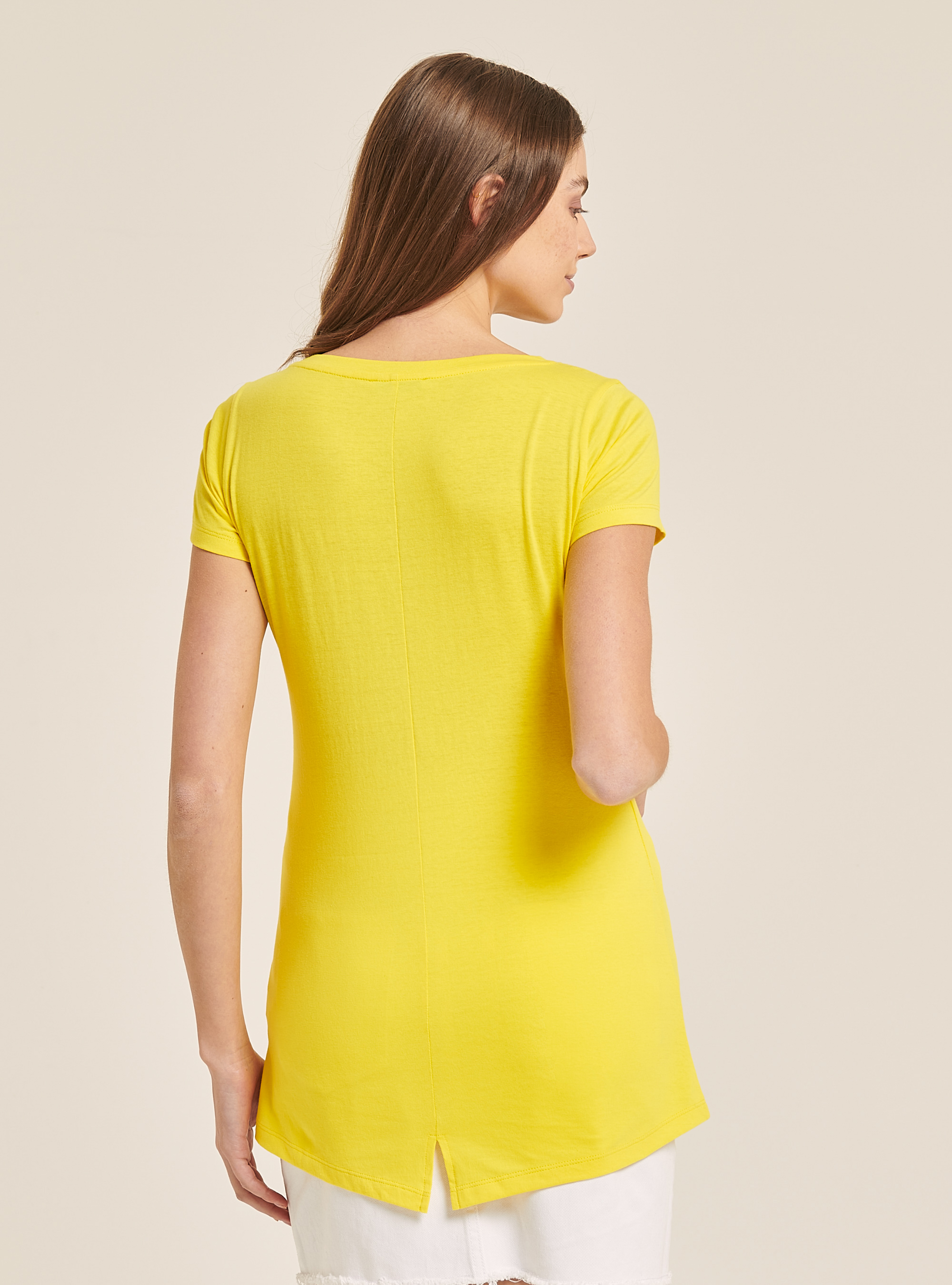 Baumwoll-T-Shirt mit gedrucktem Slogan, C785 YELLOW