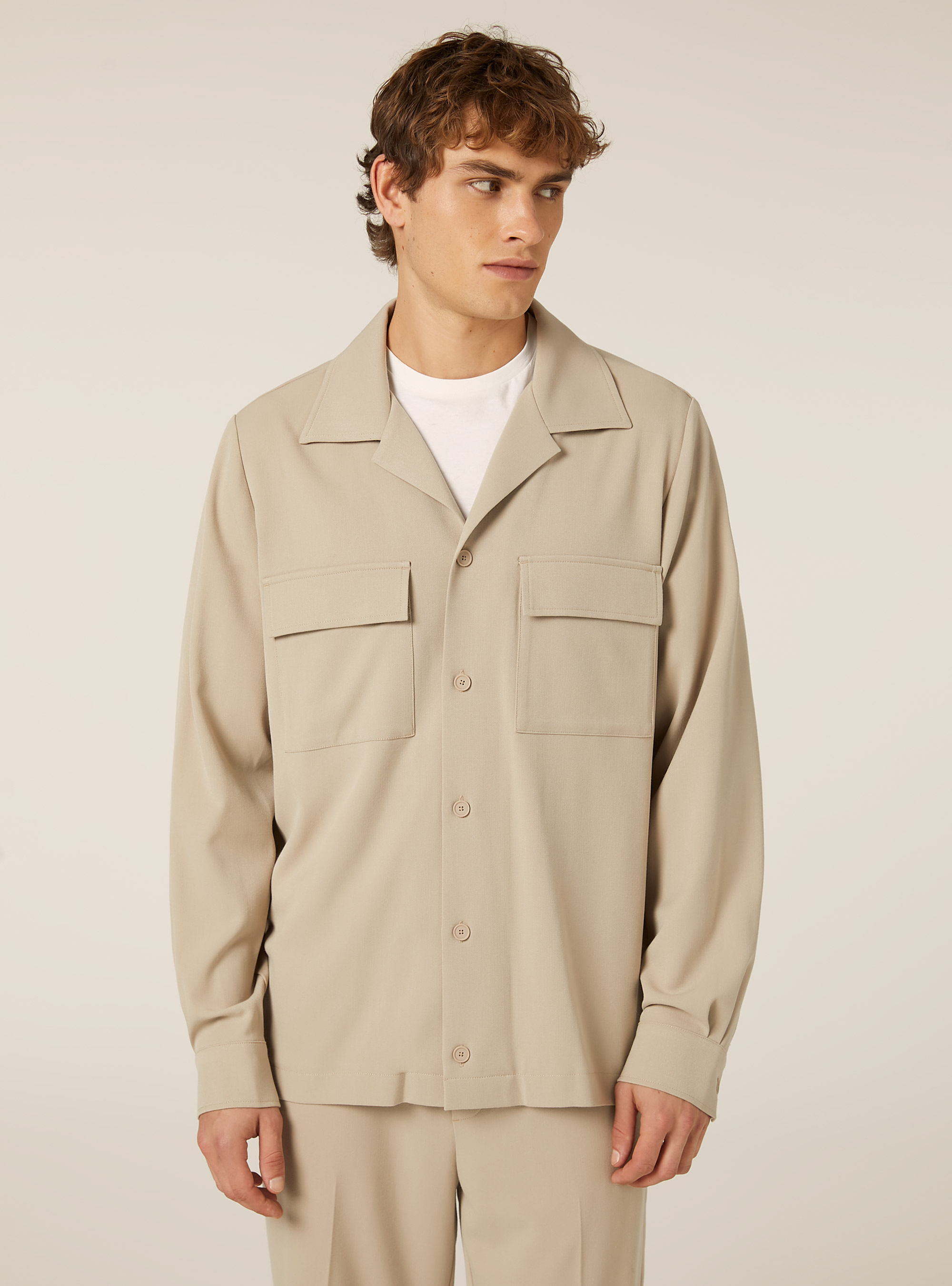 Twillhemd mit großen Taschen, BG1 BEIGE DARK