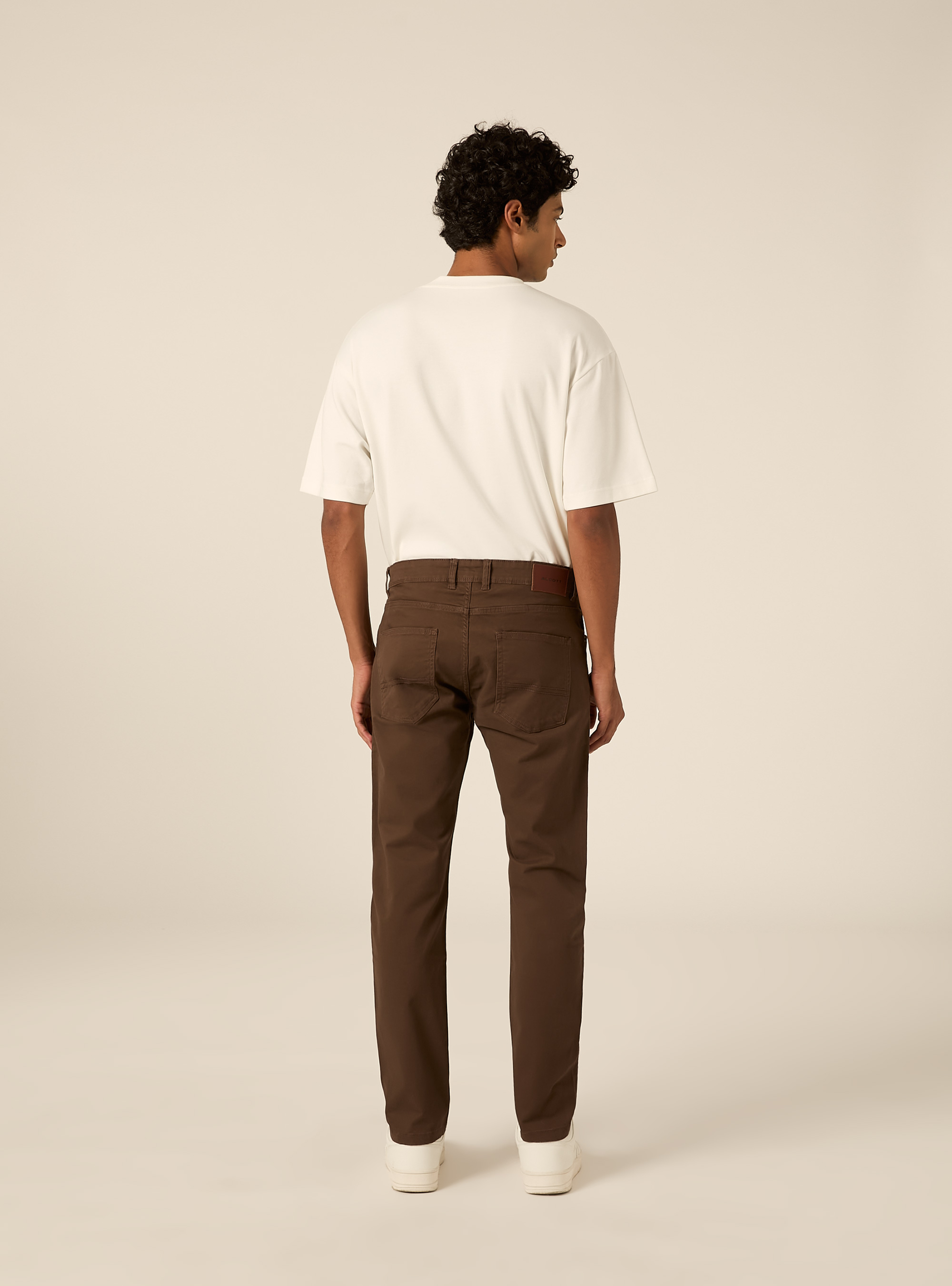 Pantaloni 5 tasche in twill, BR2 BROWN MEDIUM