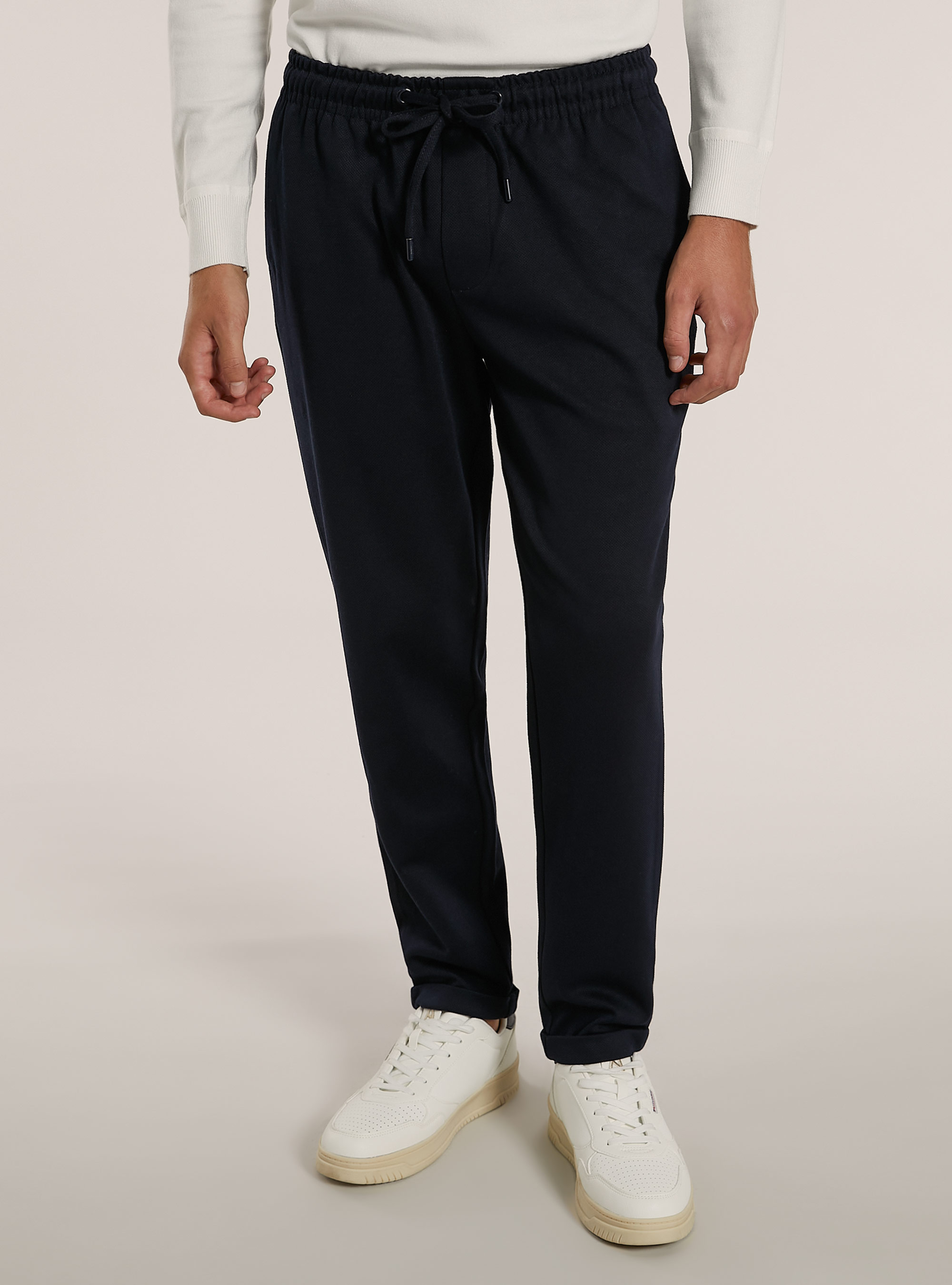 Pantaloni con texture a nido d'ape, NA1 NAVY DARK