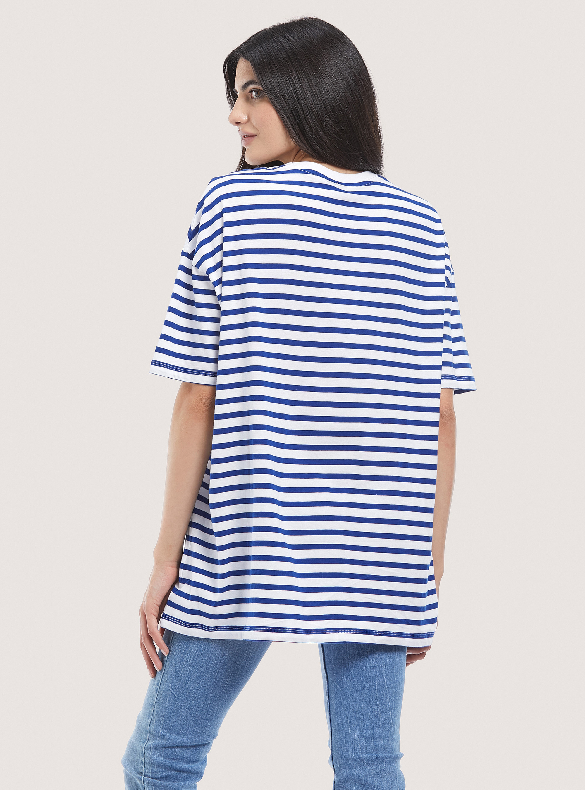 Striped T-shirt with Disney x Alcott patch, C2227 ROYALE