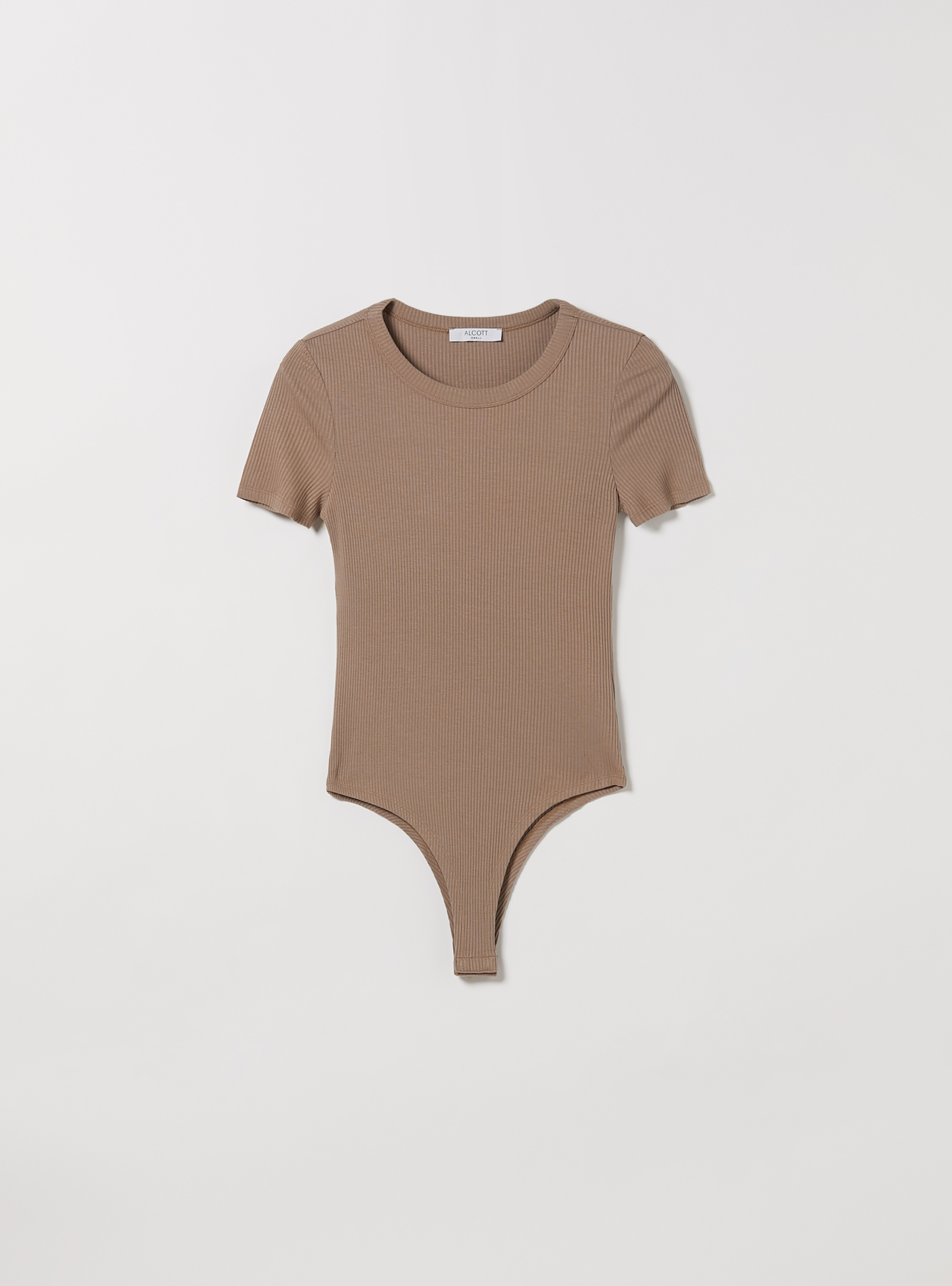 Ribbed short-sleeved bodysuit, BG3 BEIGE LIGHT