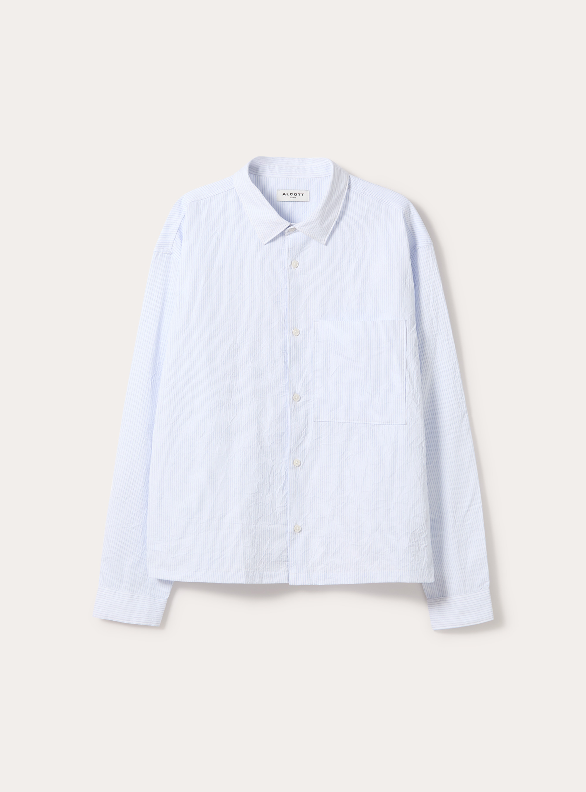 Boxy fit shirt with a crinkled effect and stripes, WH2 WHITE