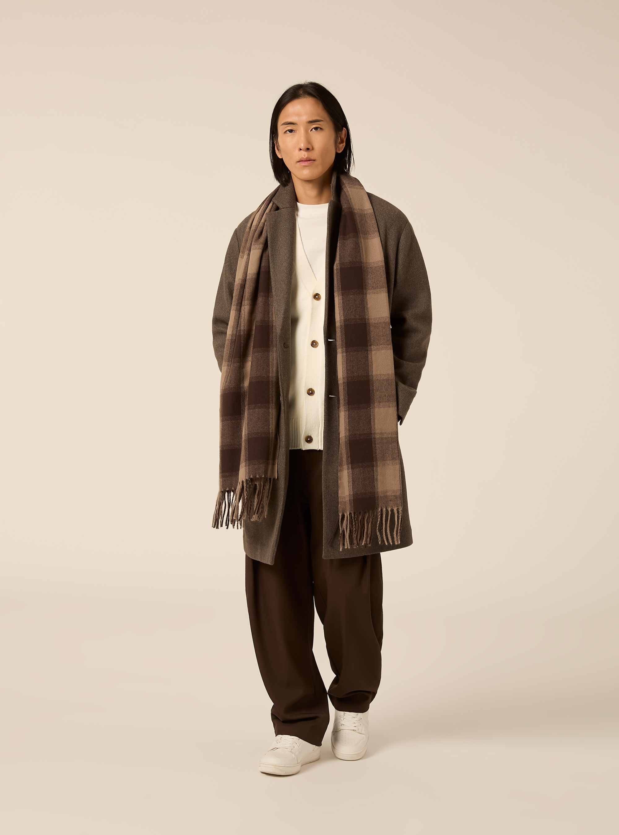 Unlined single breasted coat with lapels, BR2 BROWN MEDIUM