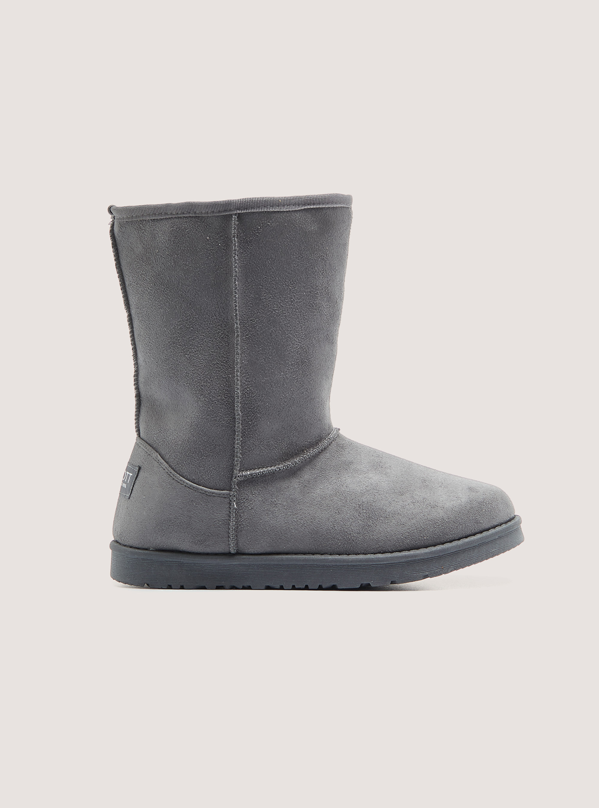Suede ankle boots with faux fur inside, GREY