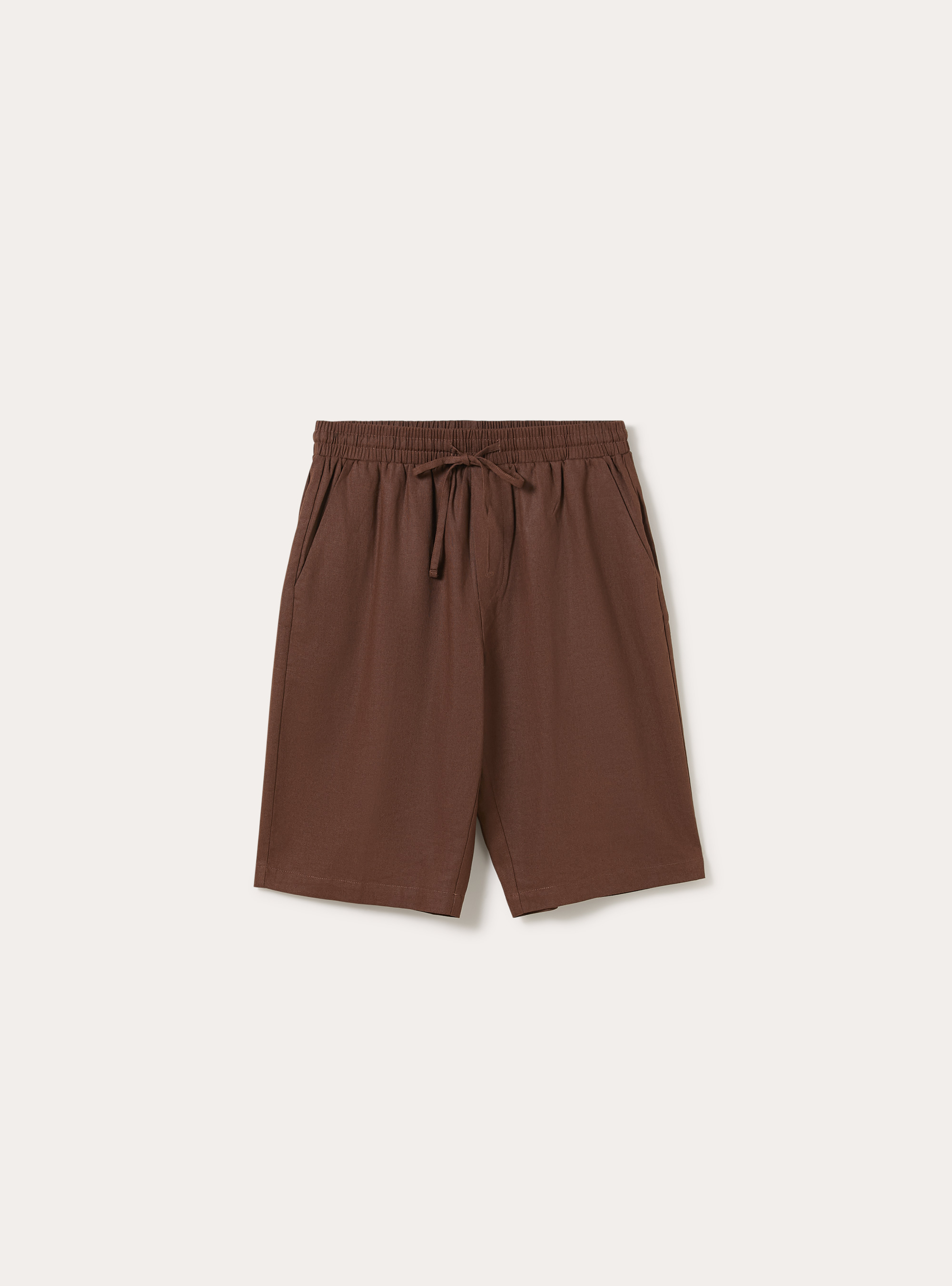 Bermuda in misto lino, BR1 BROWN DARK