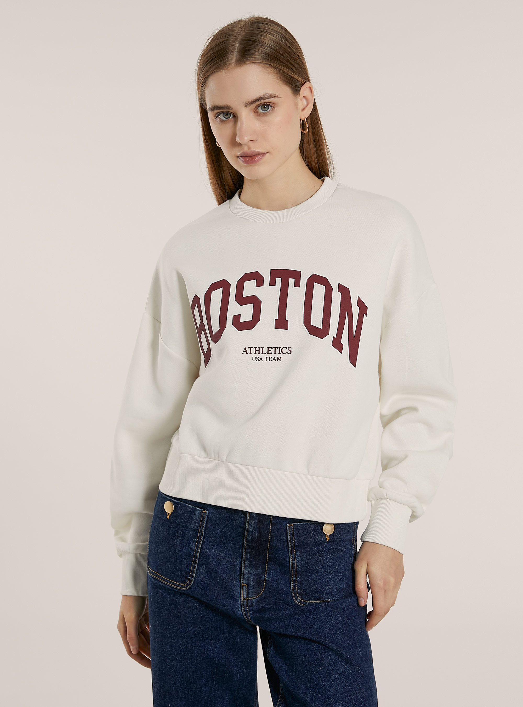 Sudadera de corte recto con estampado City, WH2 WHITE