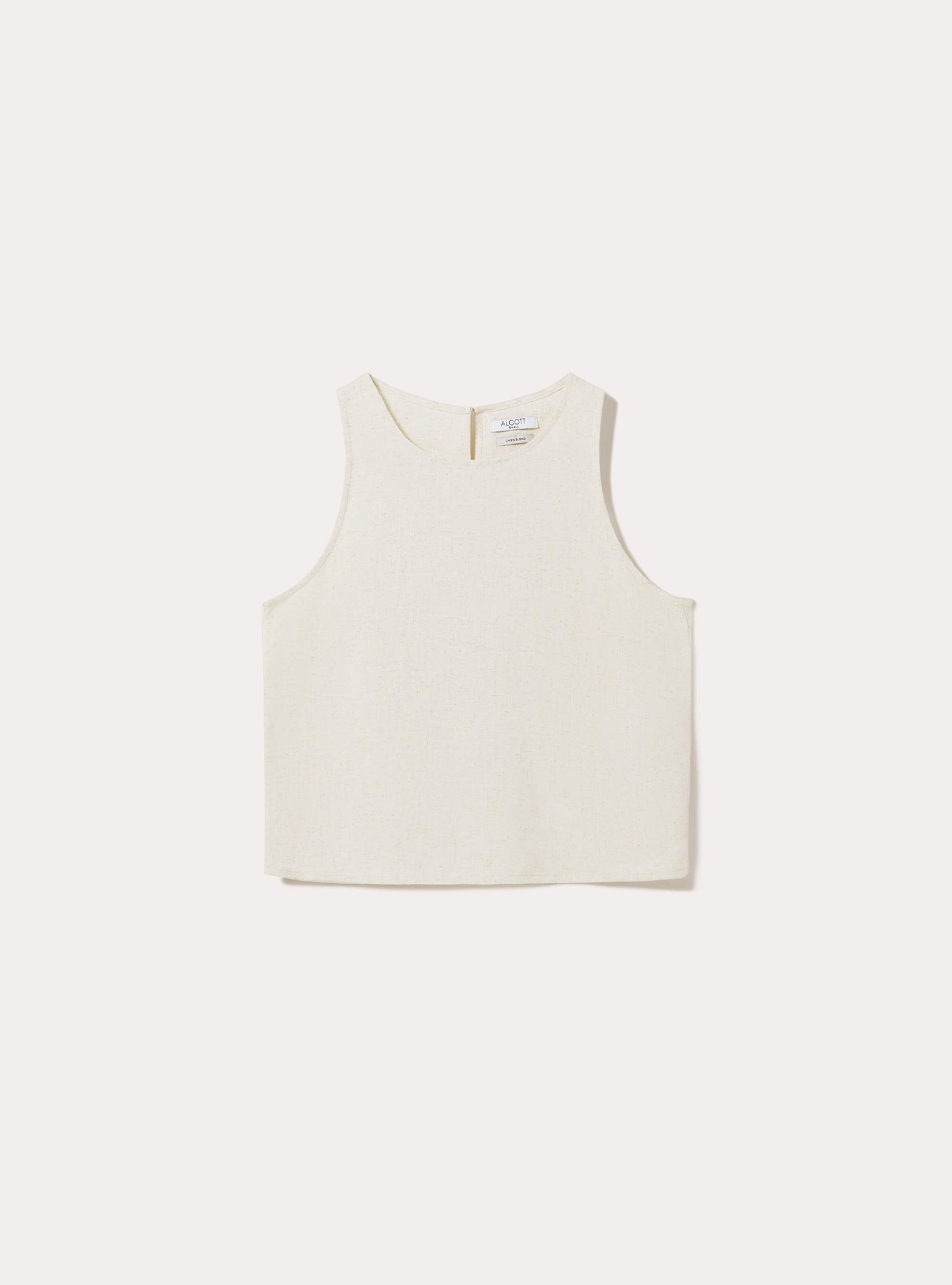 Débardeur court en lin mélangé, MBG3 BEIGE MEL LIGHT