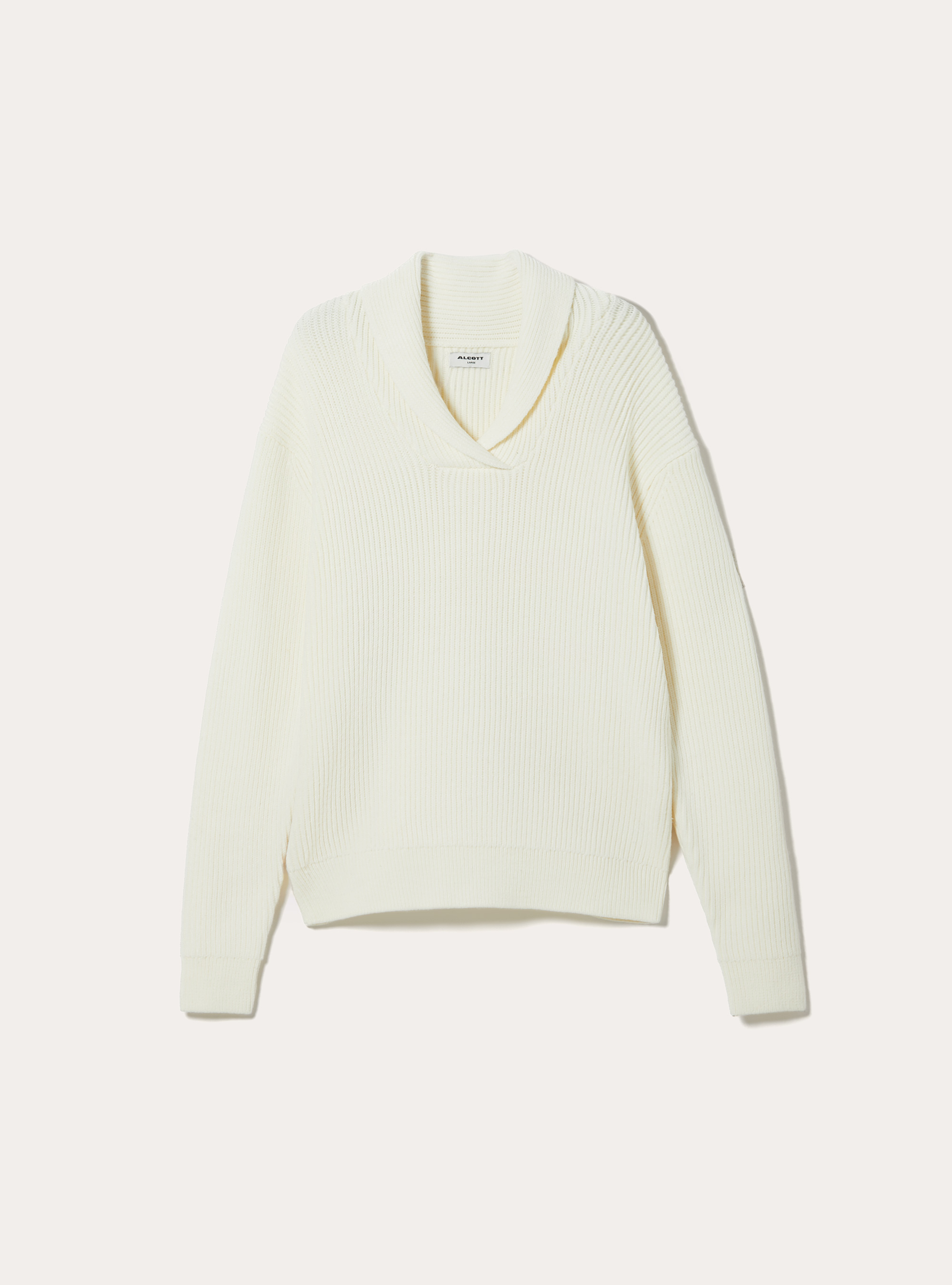 Soft ribbed pullover with raised collar, WH2 WHITE