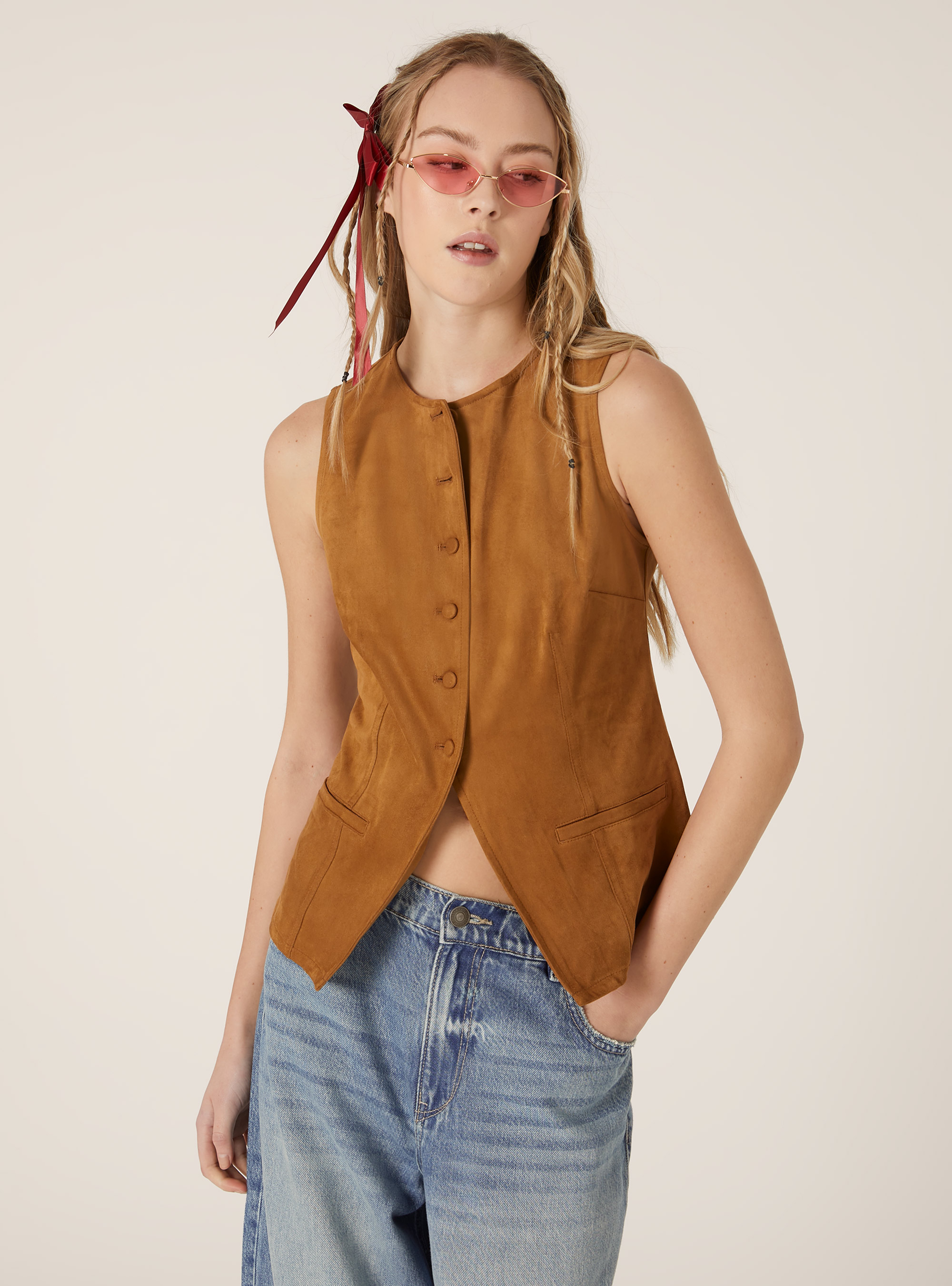 Suede-effect vest | Alcott | Women's Blazers