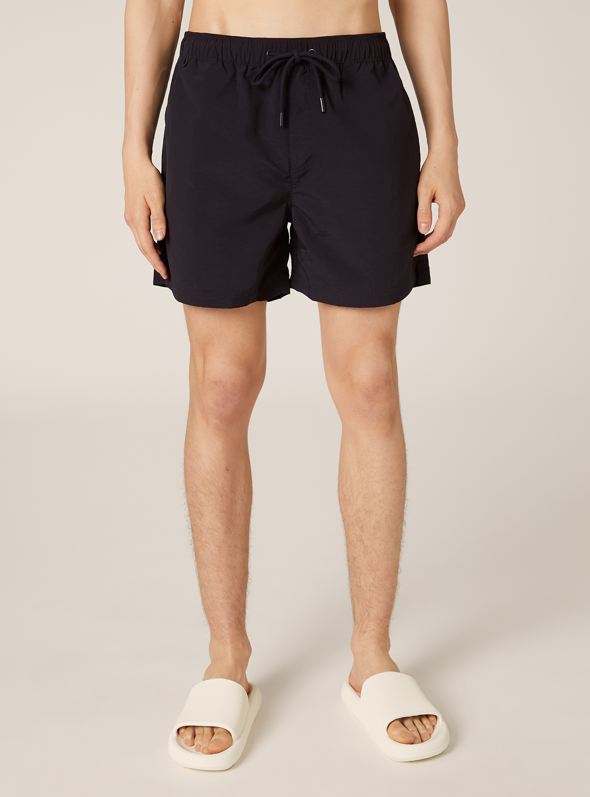 Plain-coloured swimming costume with back pocket, NA1 NAVY DARK