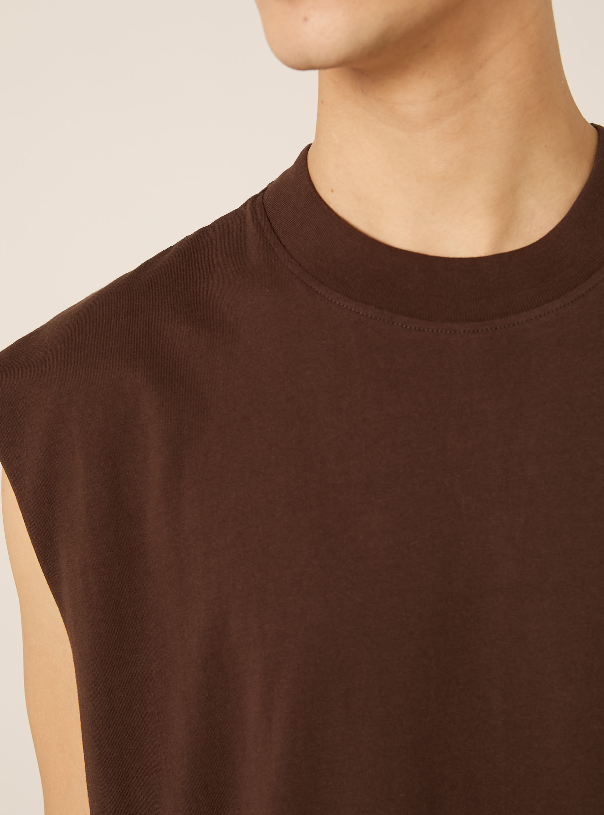 Canotta boxy fit tinta unita, MARRONE SCURO