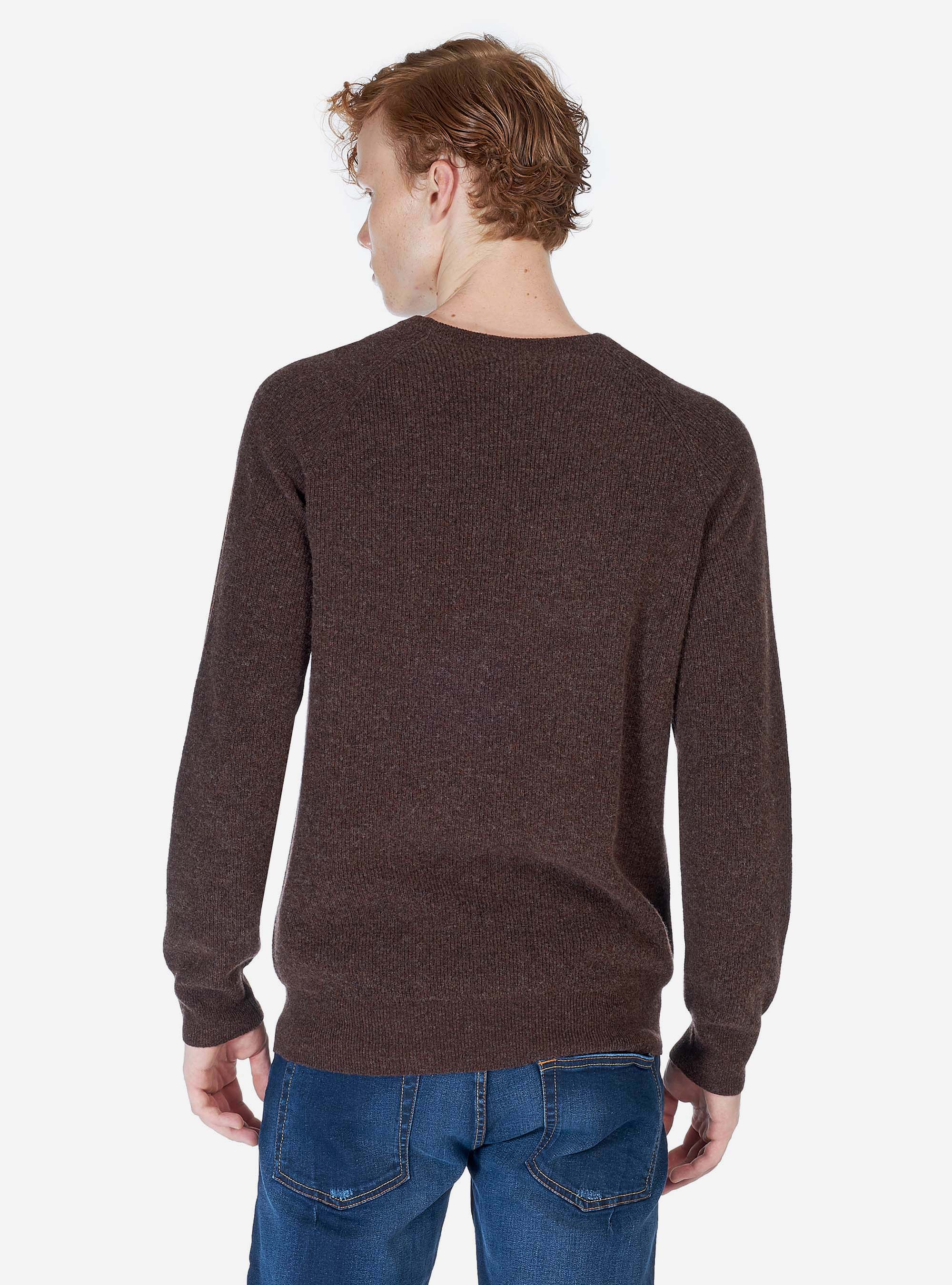 ROUNDNECK PULLOVER IN WOOL, C5538 DARK BROWN