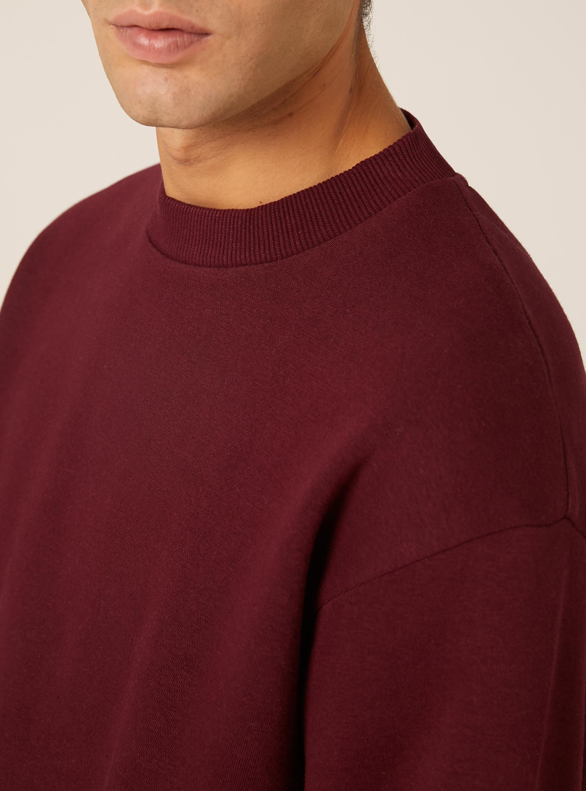 Boxy fit crew neck sweatshirt, BO1 BORDEAUX DARK