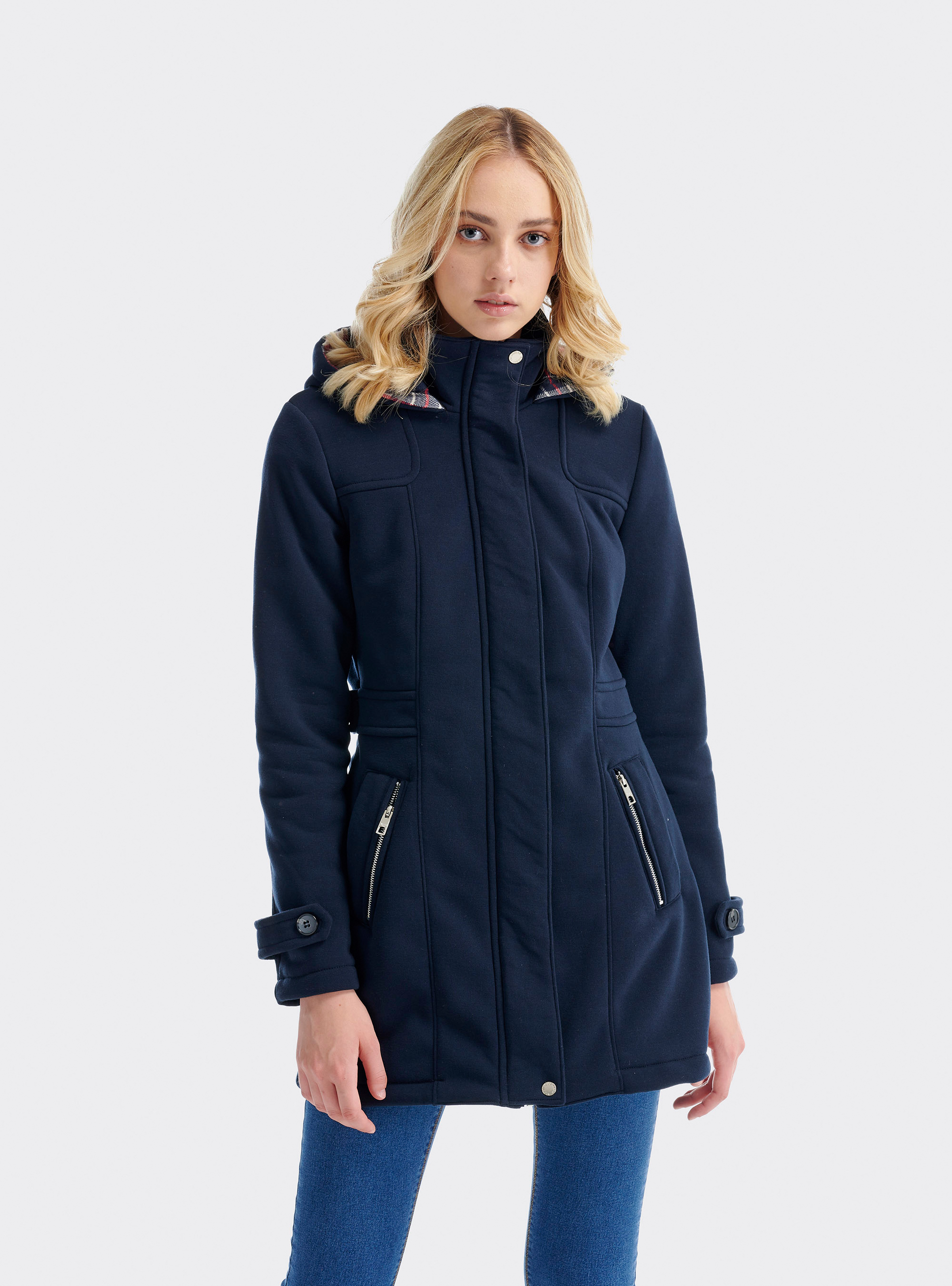 Parka polar con capucha, AZUL MARINO