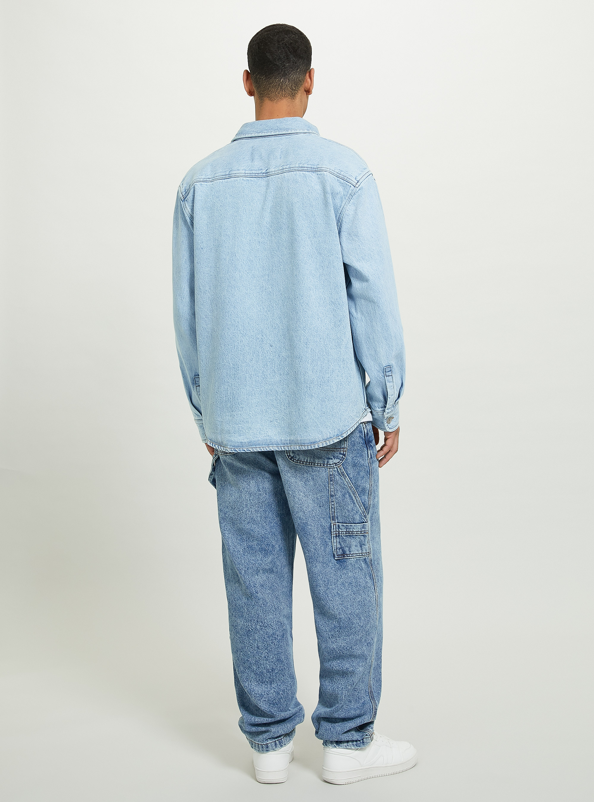 Oversize denim shirt with large pockets, D006 AZURE