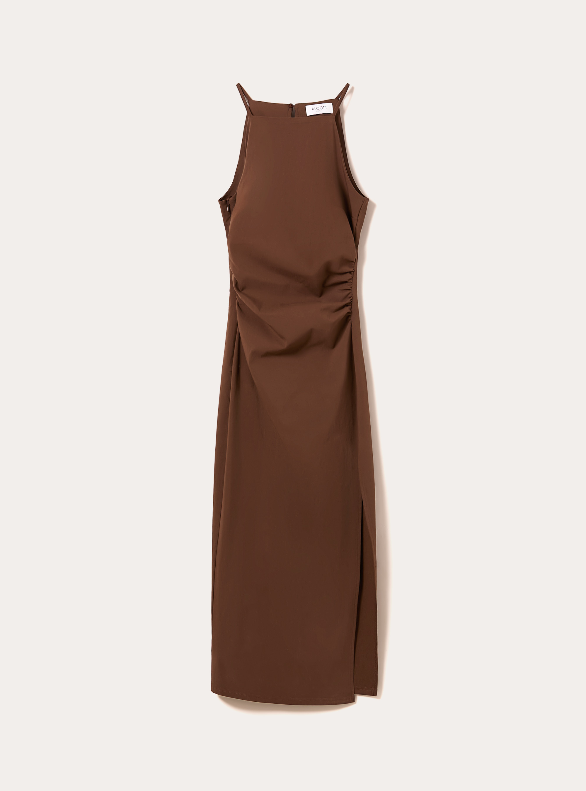 Vestito midi con collo halter, BR2 BROWN MEDIUM