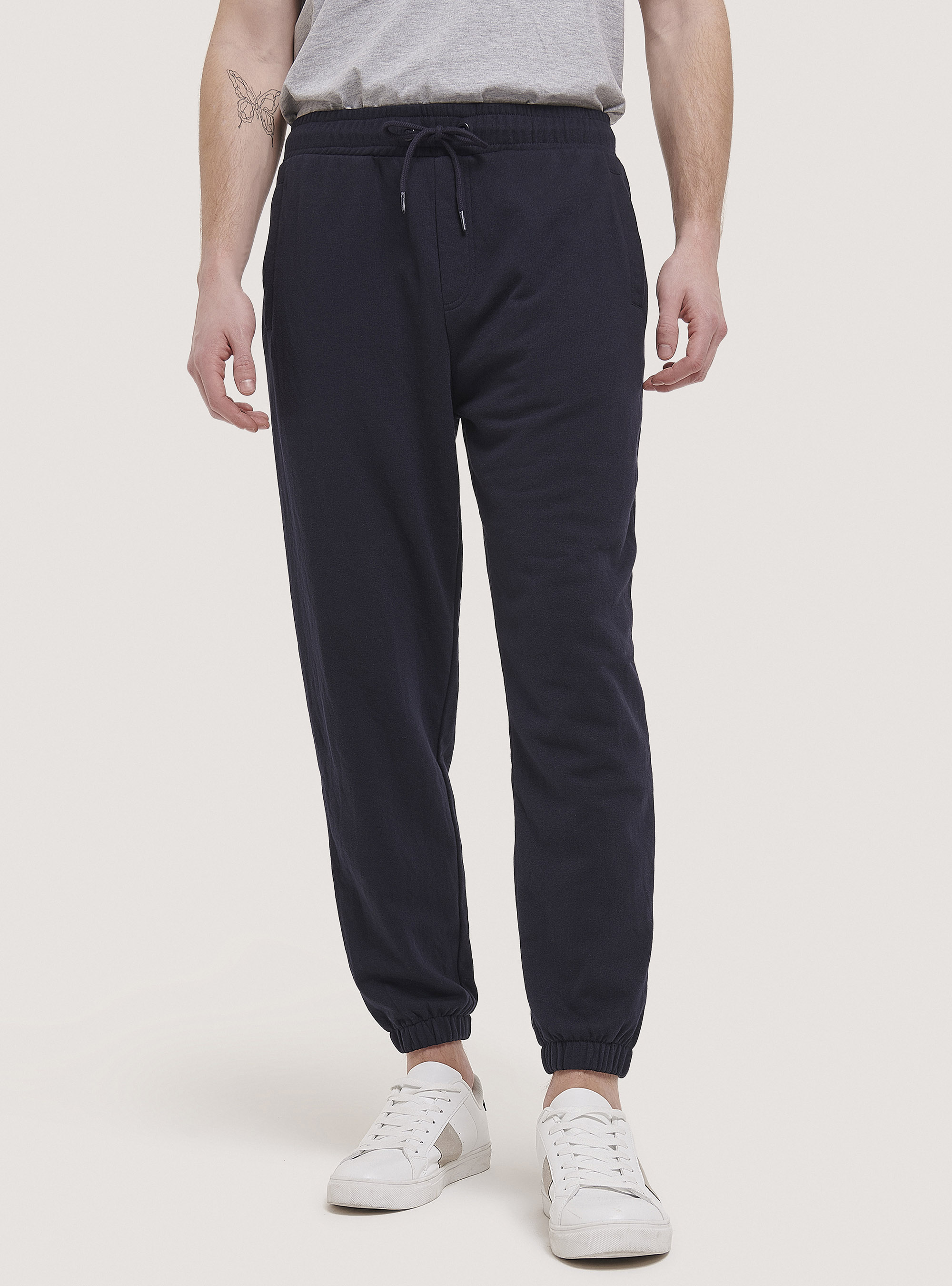Pantalon de jogging en coton basique, C210 BLUE NAVY