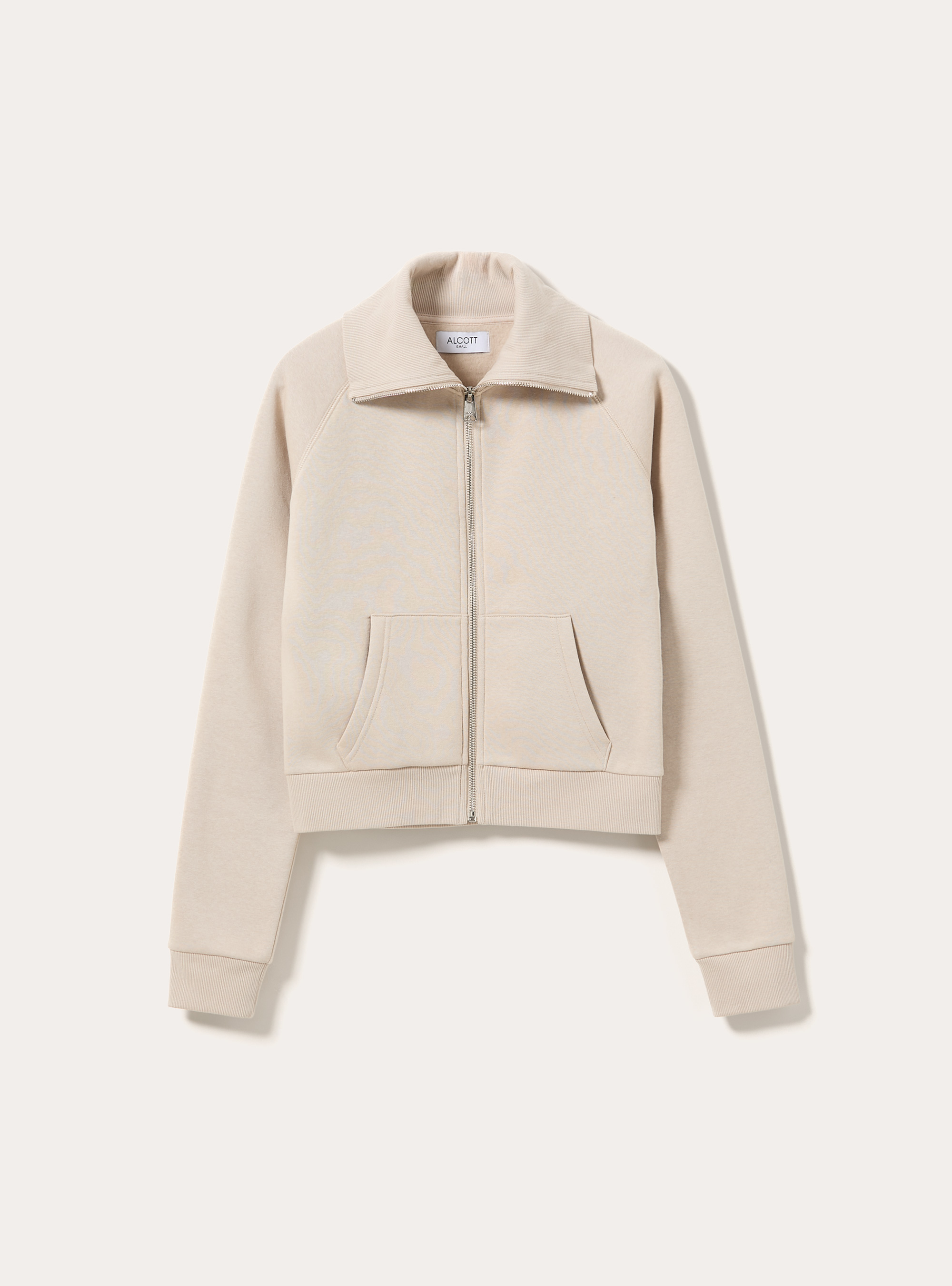Sweat court zippe a col haut, BG3 BEIGE LIGHT
