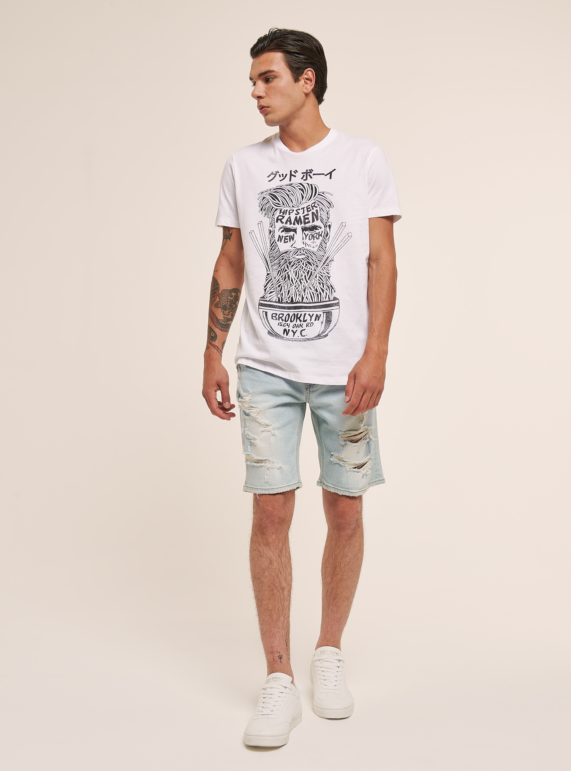 T-shirt con stampa, BIANCO