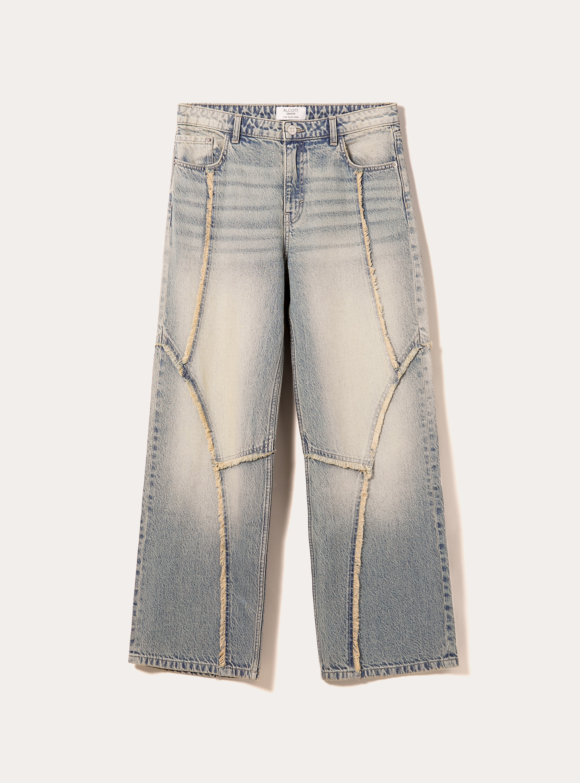 Jeans baggy con frange, D005 LIGHT BLUE