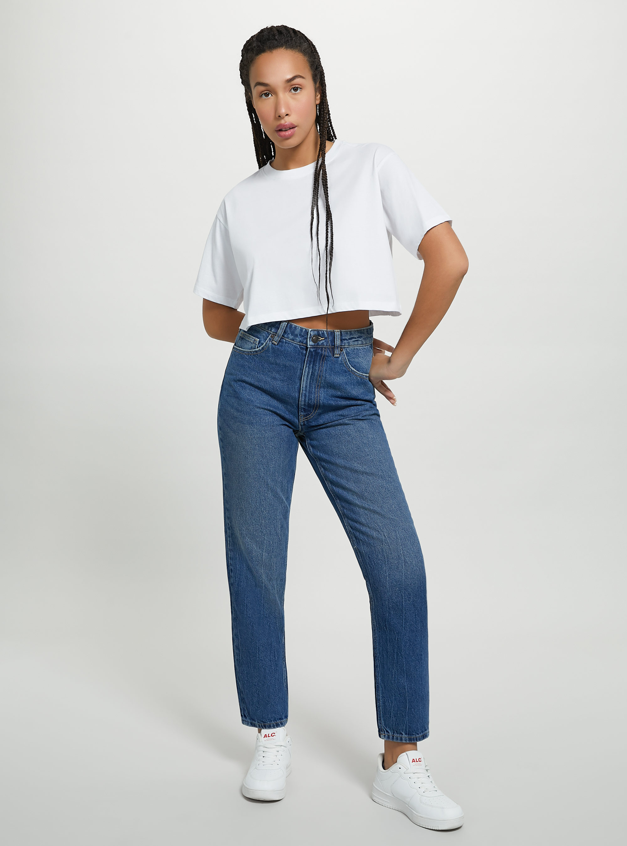 T-shirt en coton court, WH3 WHITE