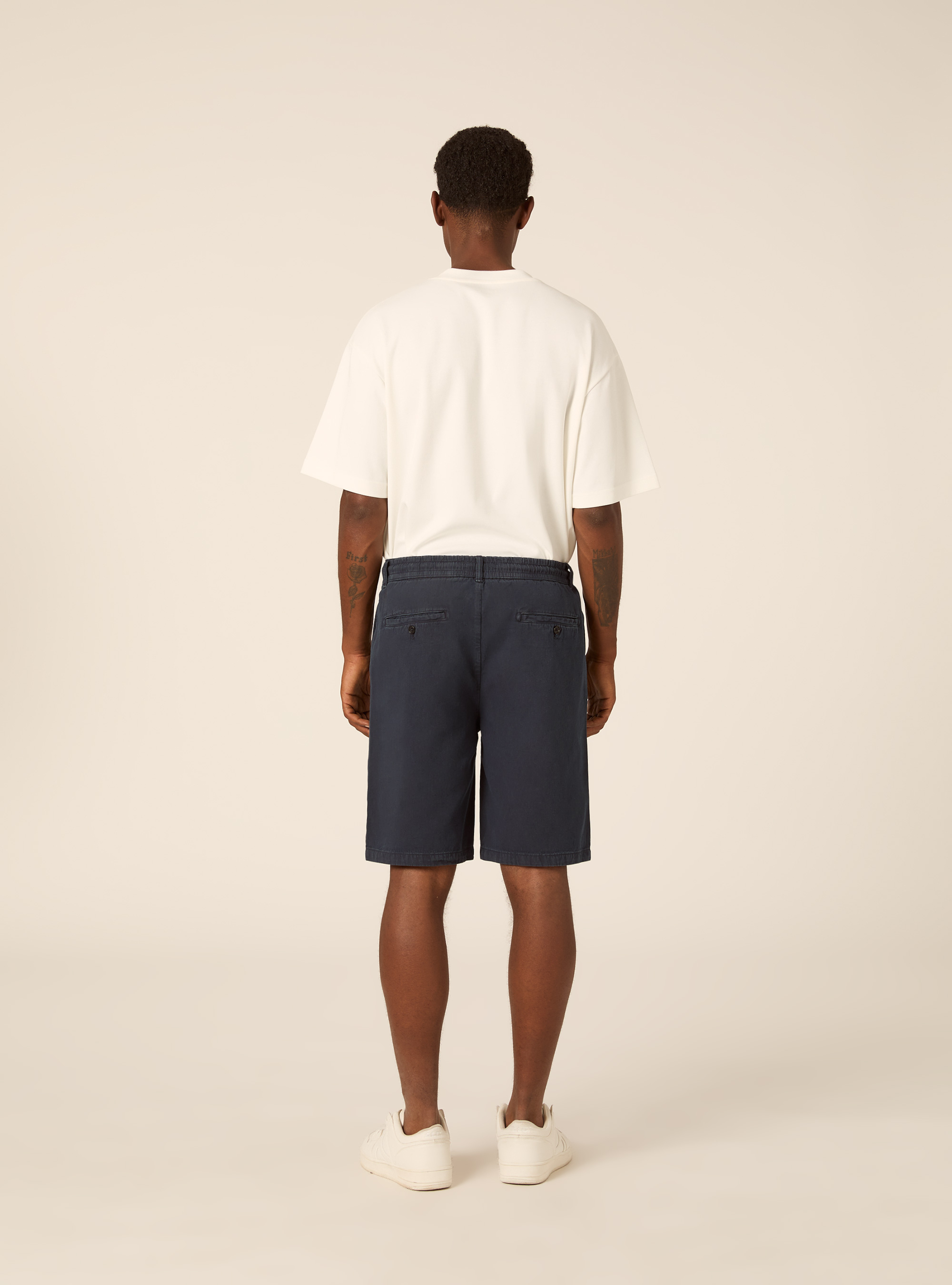 Pleated Baby Twill Drawstring Bermuda Shorts, NA2 NAVY MEDIUM