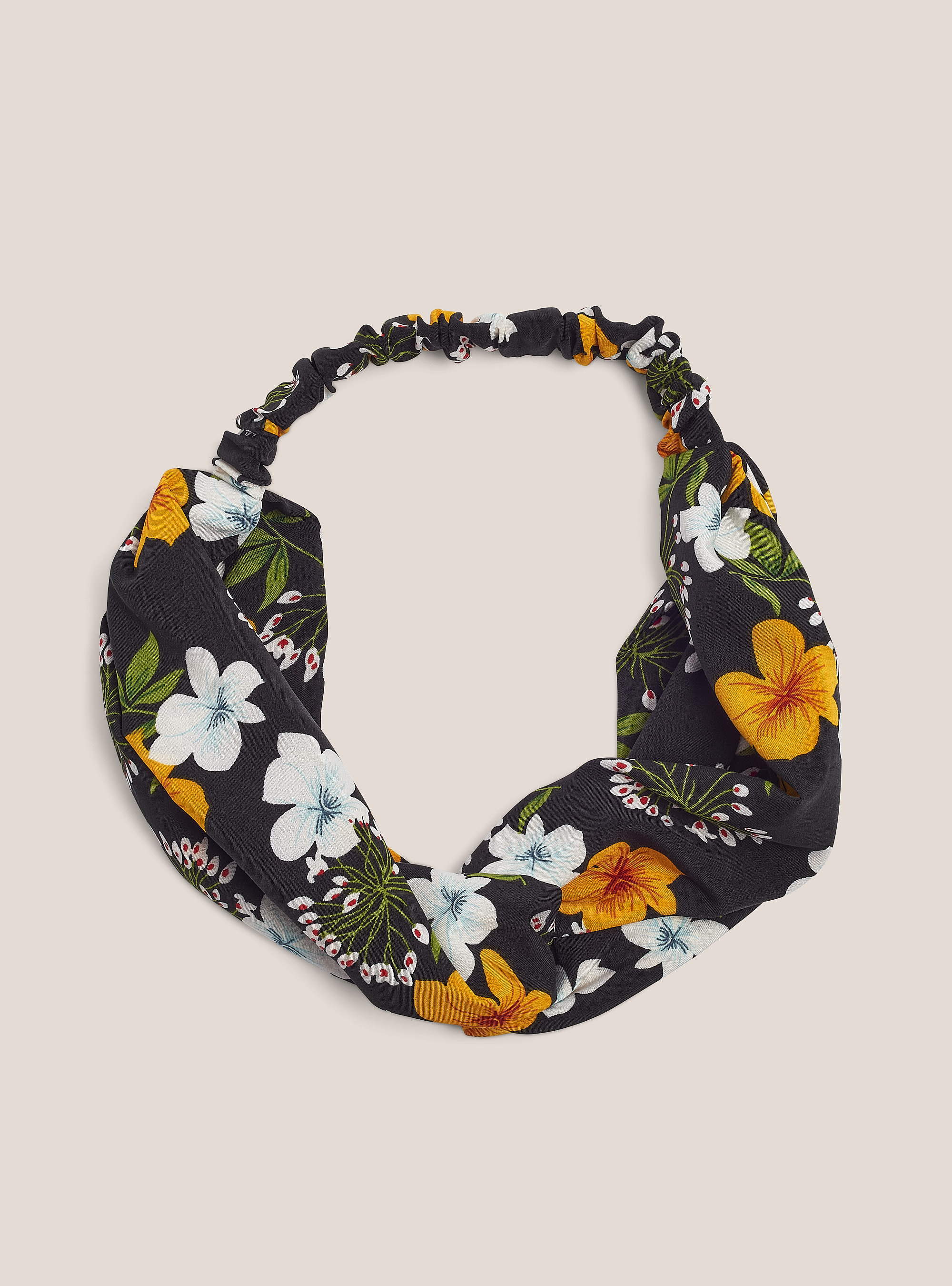 Printed headband, FLOWER BLACK