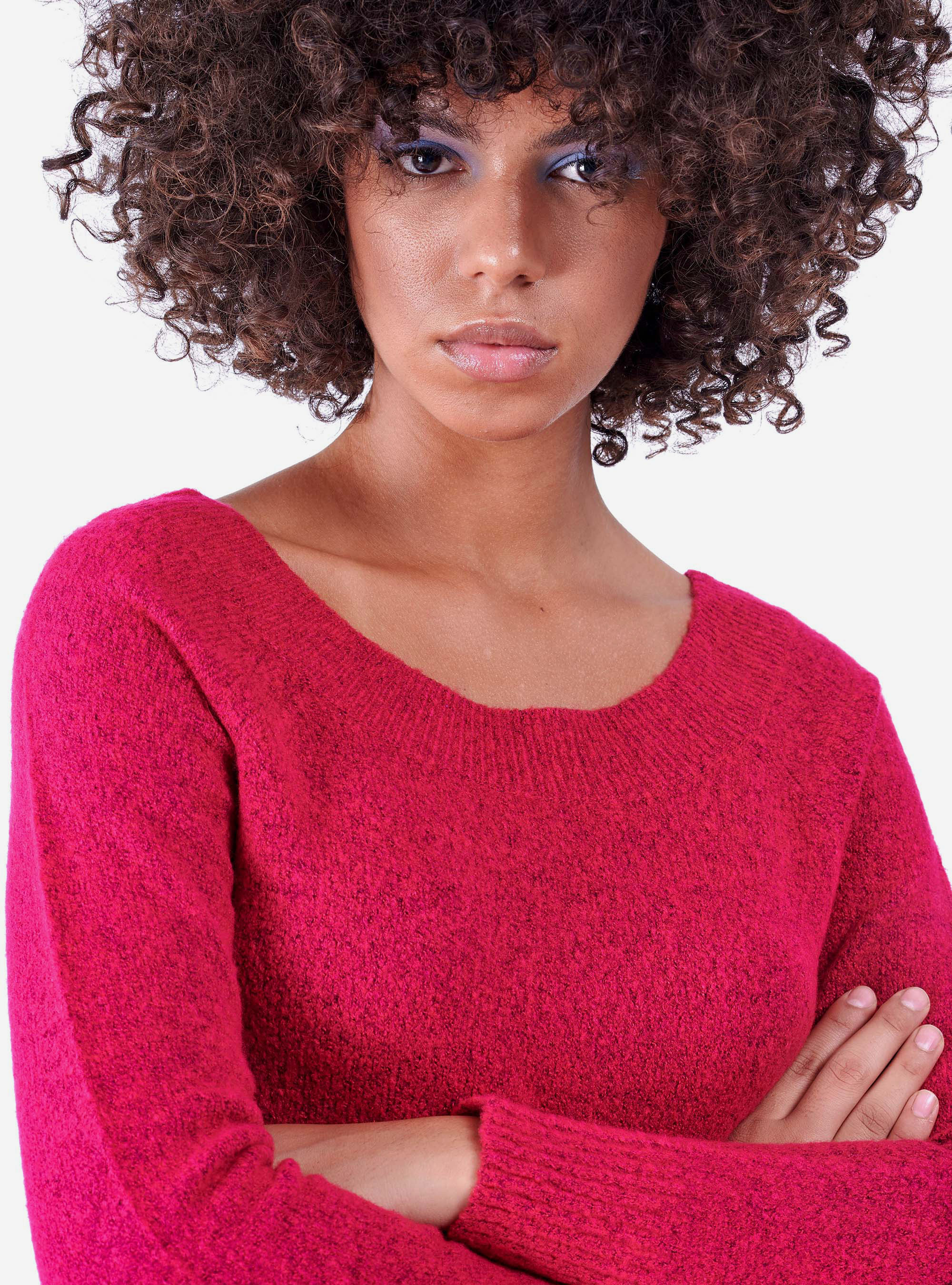 Pull &agrave; col large, C448 FUXIA