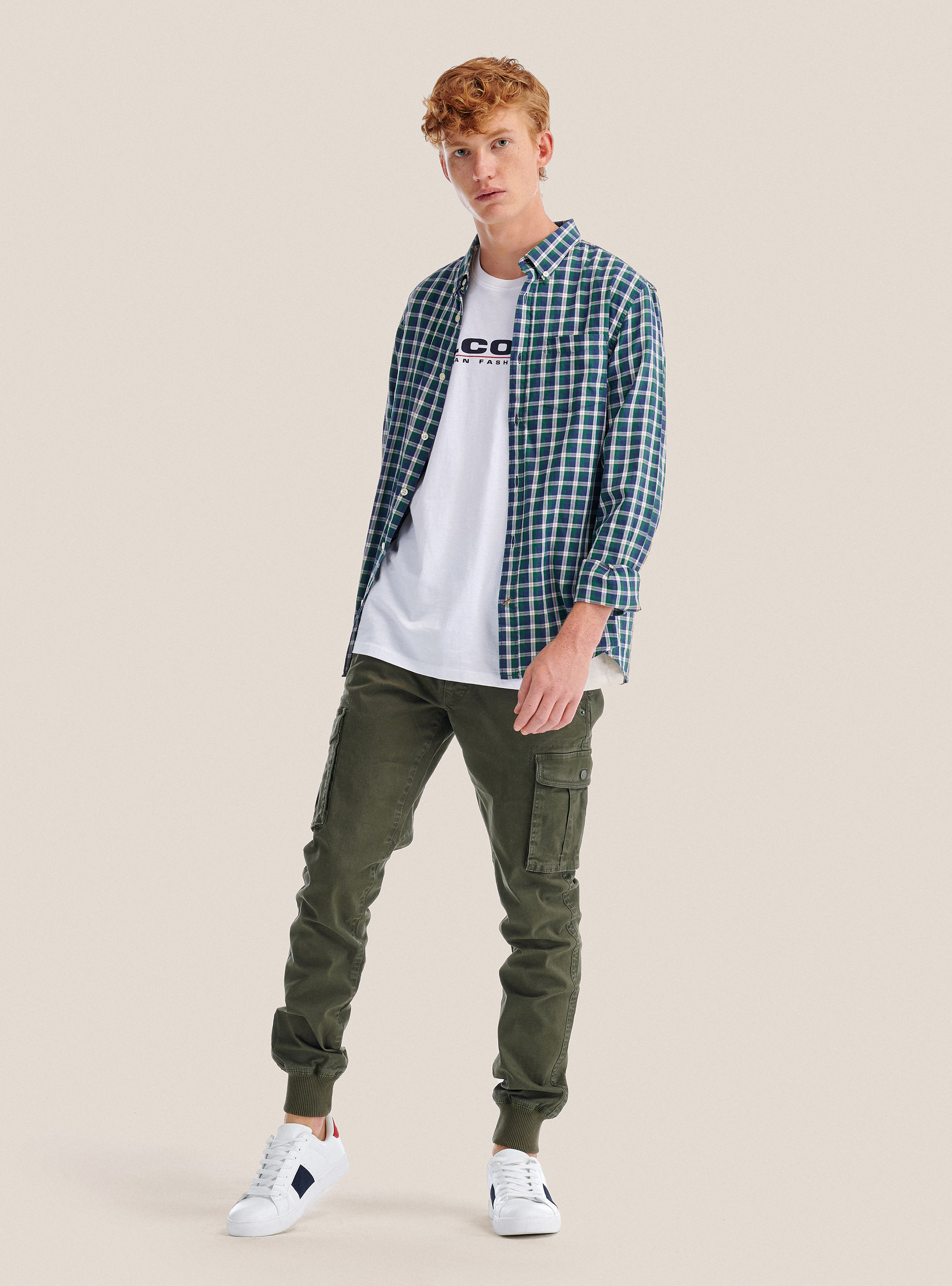 Military trousers with elastic, KAKI