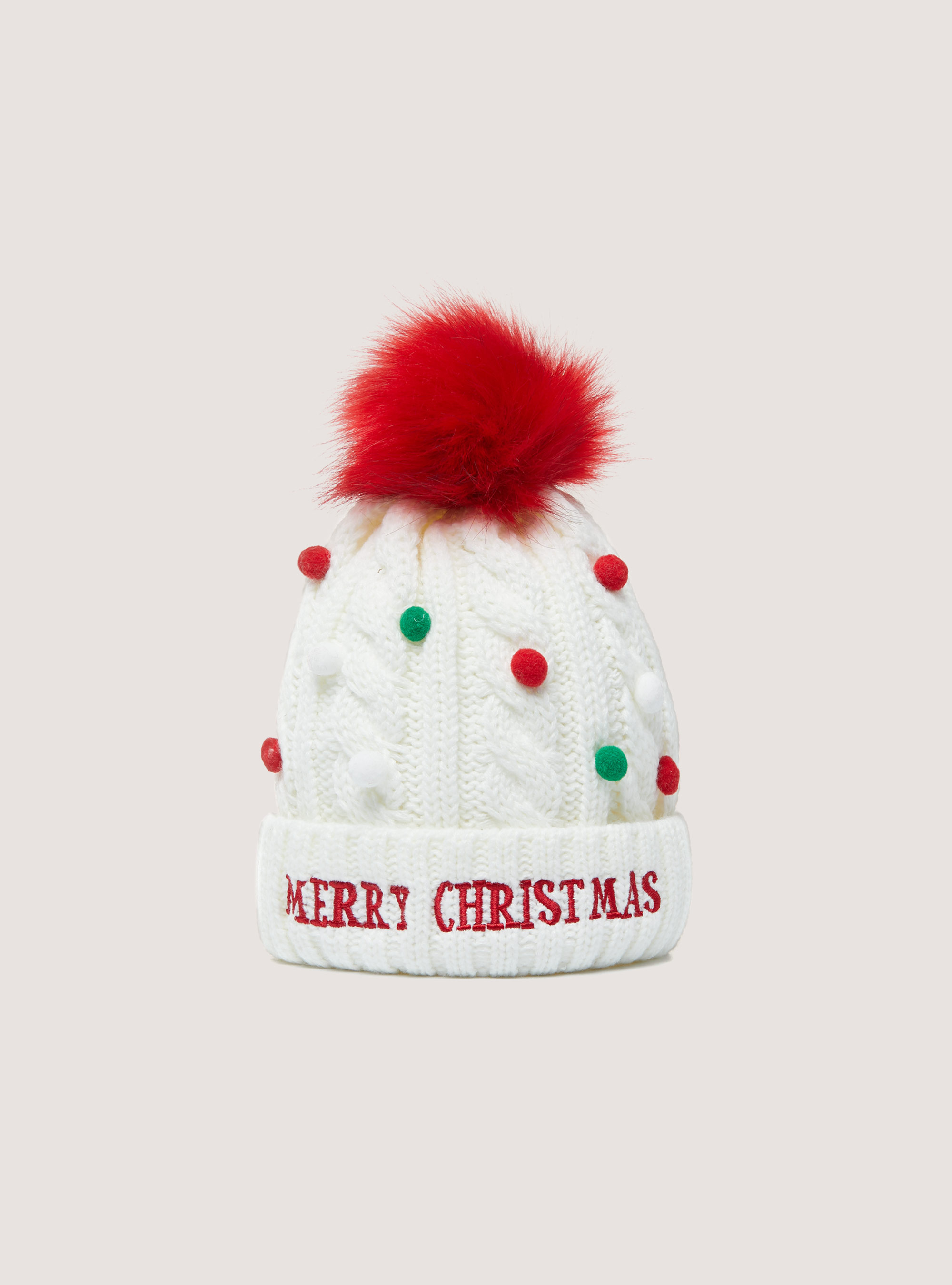 Cappello Christmas Collection con mini pon pon, WH2 WHITE