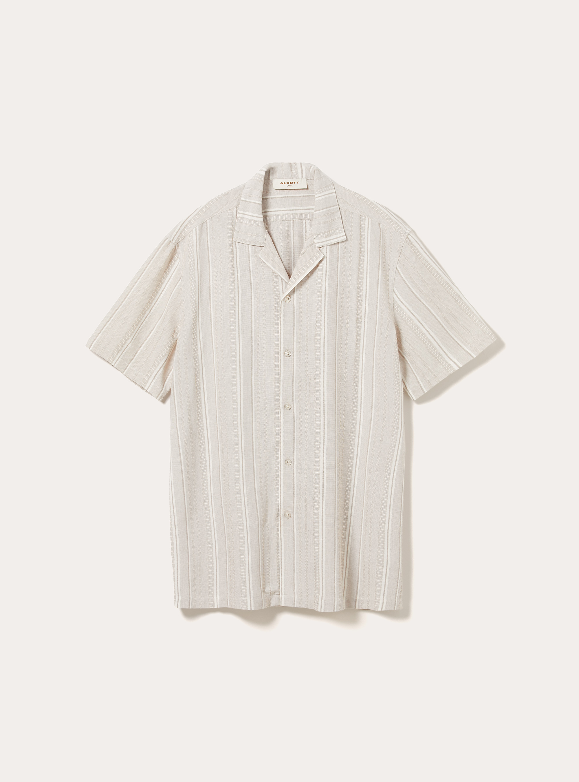 Camicia collo bowling testurizzata con taschino, CR3 CREAM LIGHT