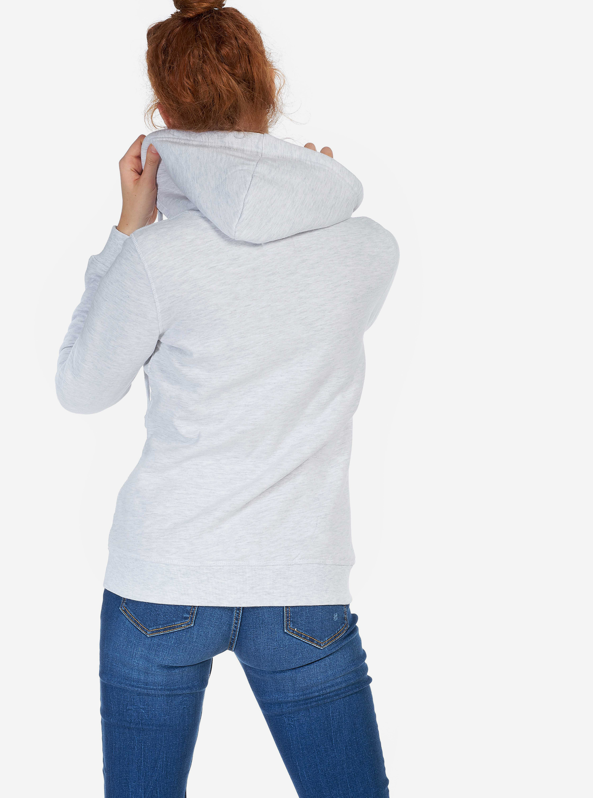SWEATSHIRT WITH ZIPPER, HOOD  AND FAKE FUR, C140 WHITE M