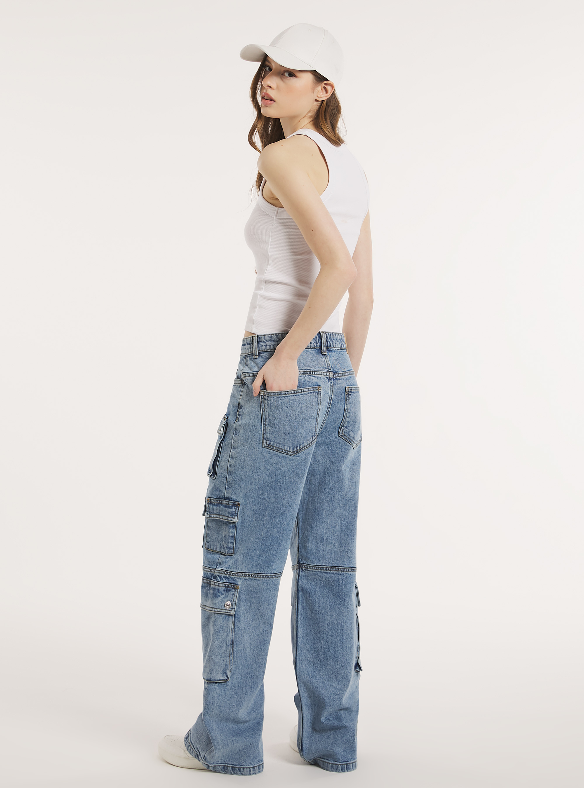 Ribbed cotton tank top, WH3 WHITE