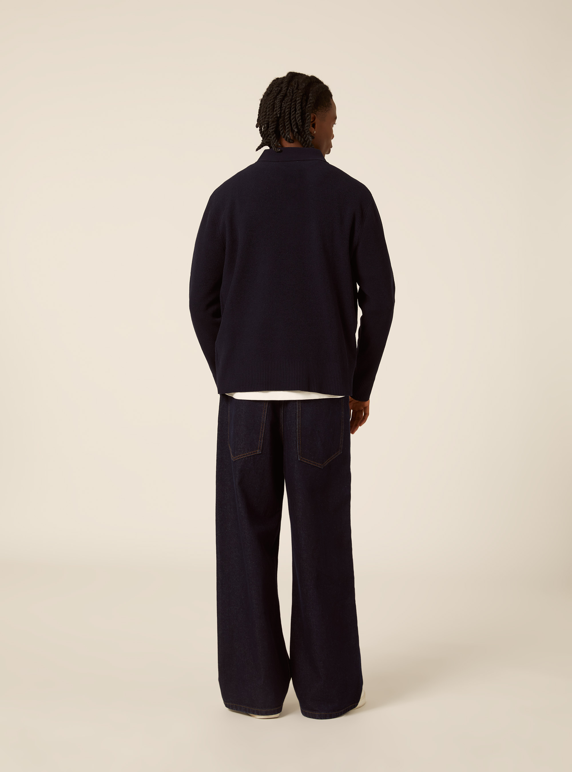 Polo in maglia chenille, NAVY SCURO