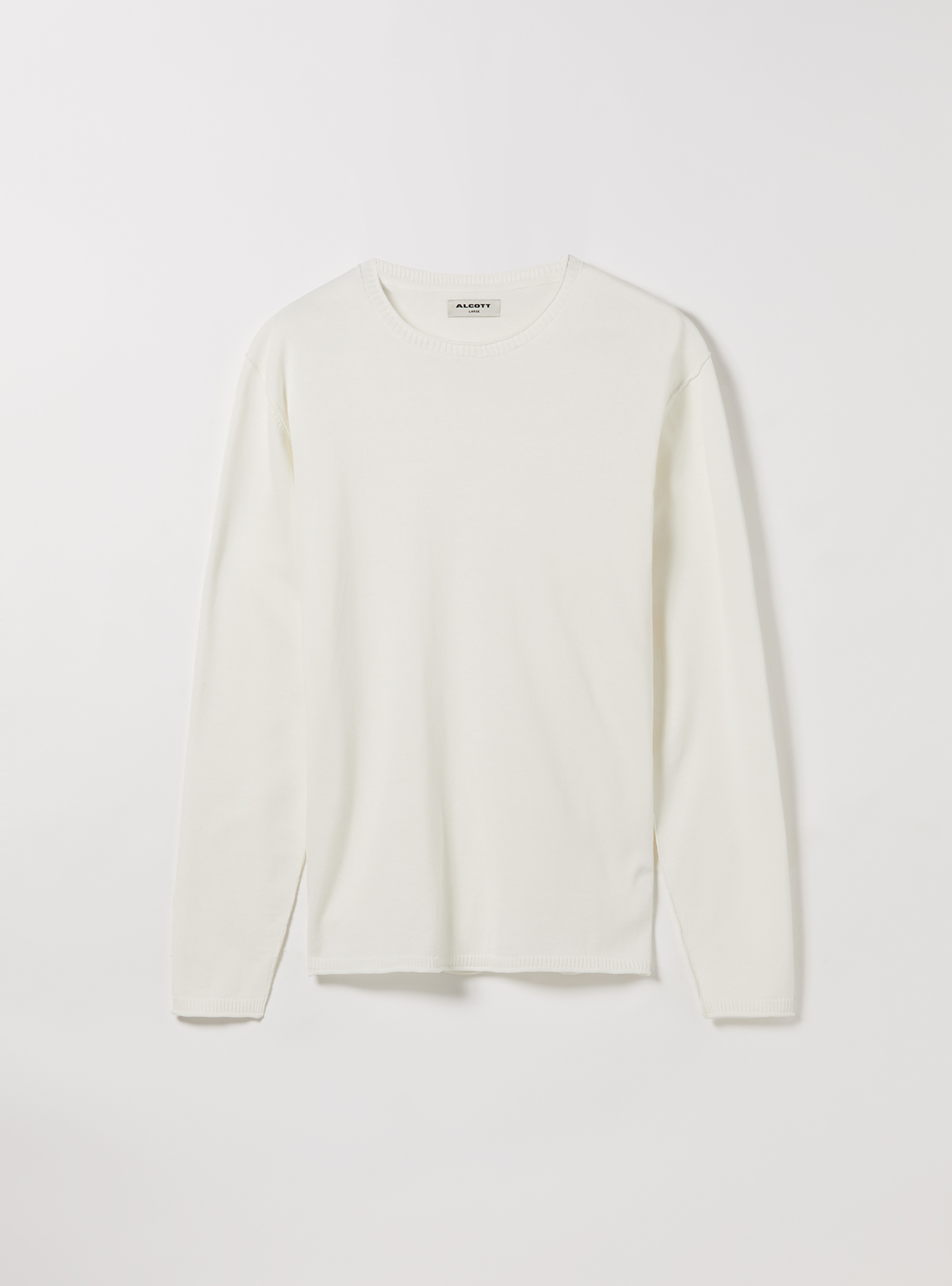 Round-neck cotton pullover, WH2 WHITE