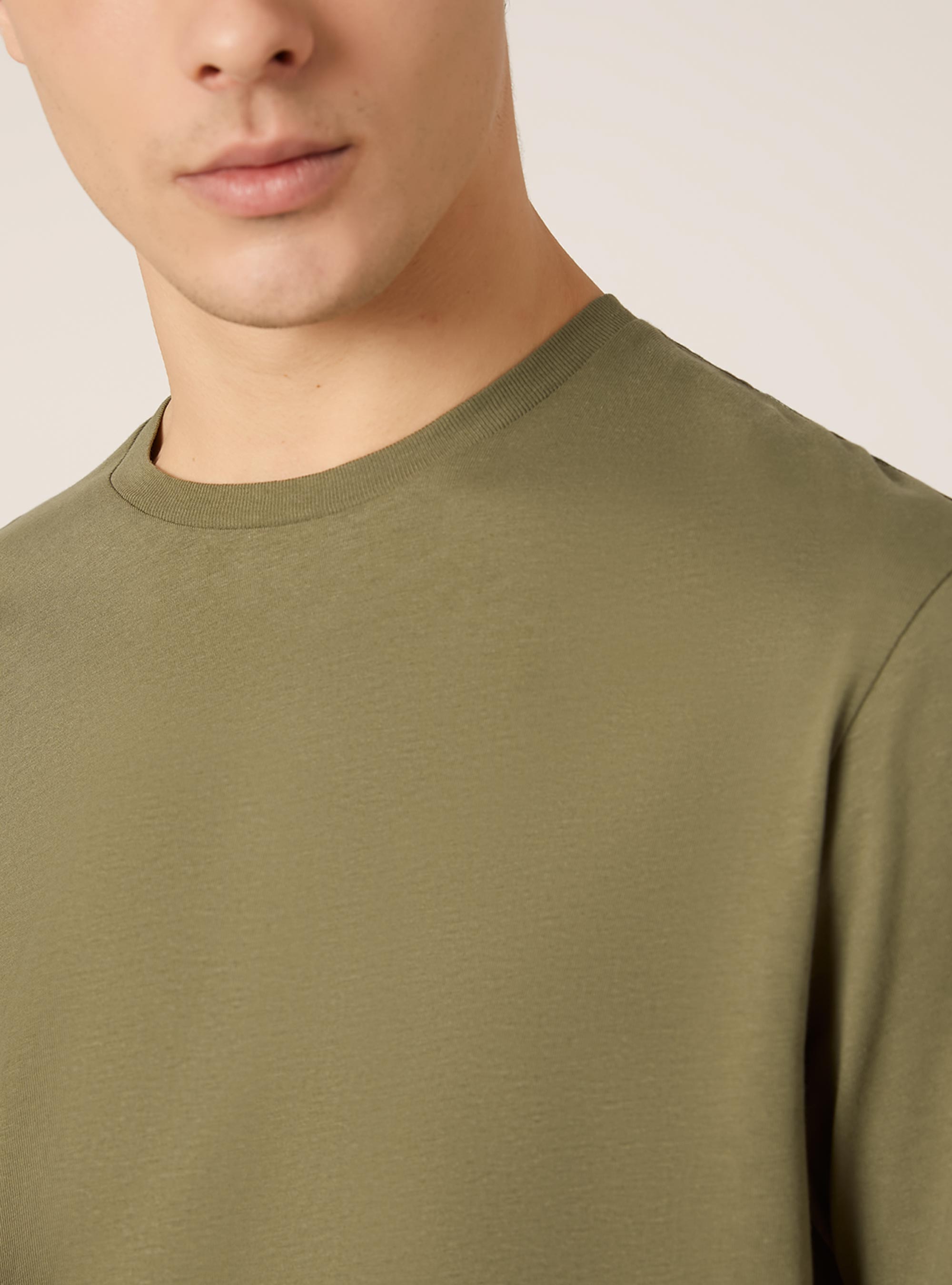 Cotton crew neck t-shirt, KY2 KAKY MEDIUM