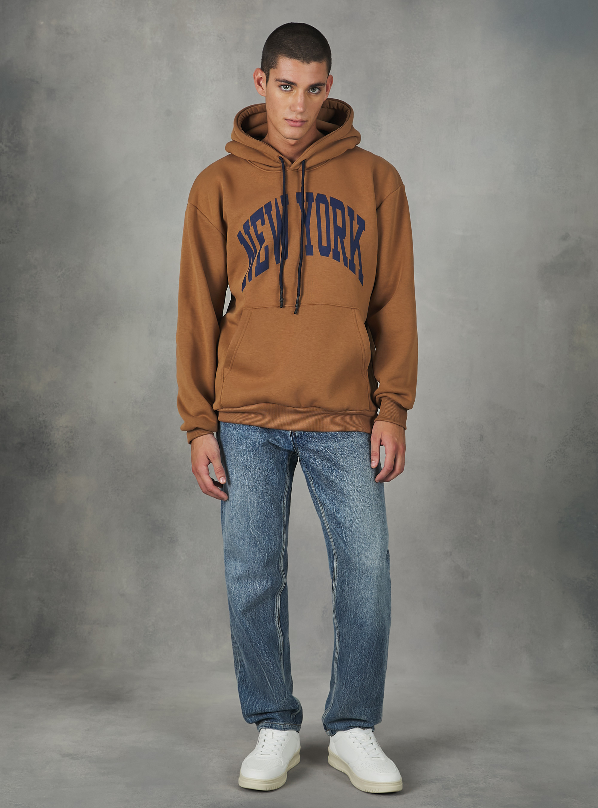 College print hoodie, BR2 BROWN MEDIUM