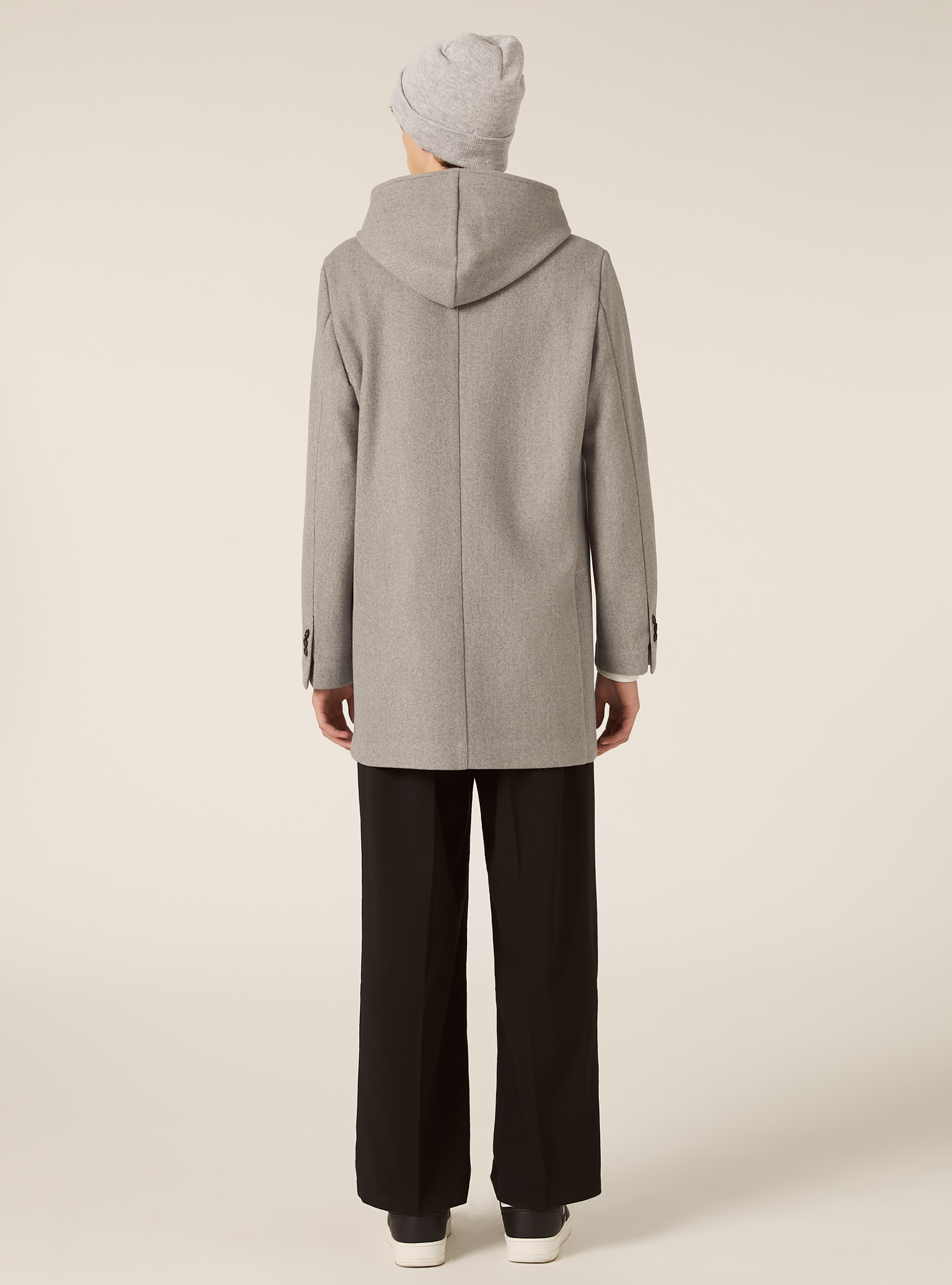 Unlined coat with hood, MGY3 GREY MEL LIGHT