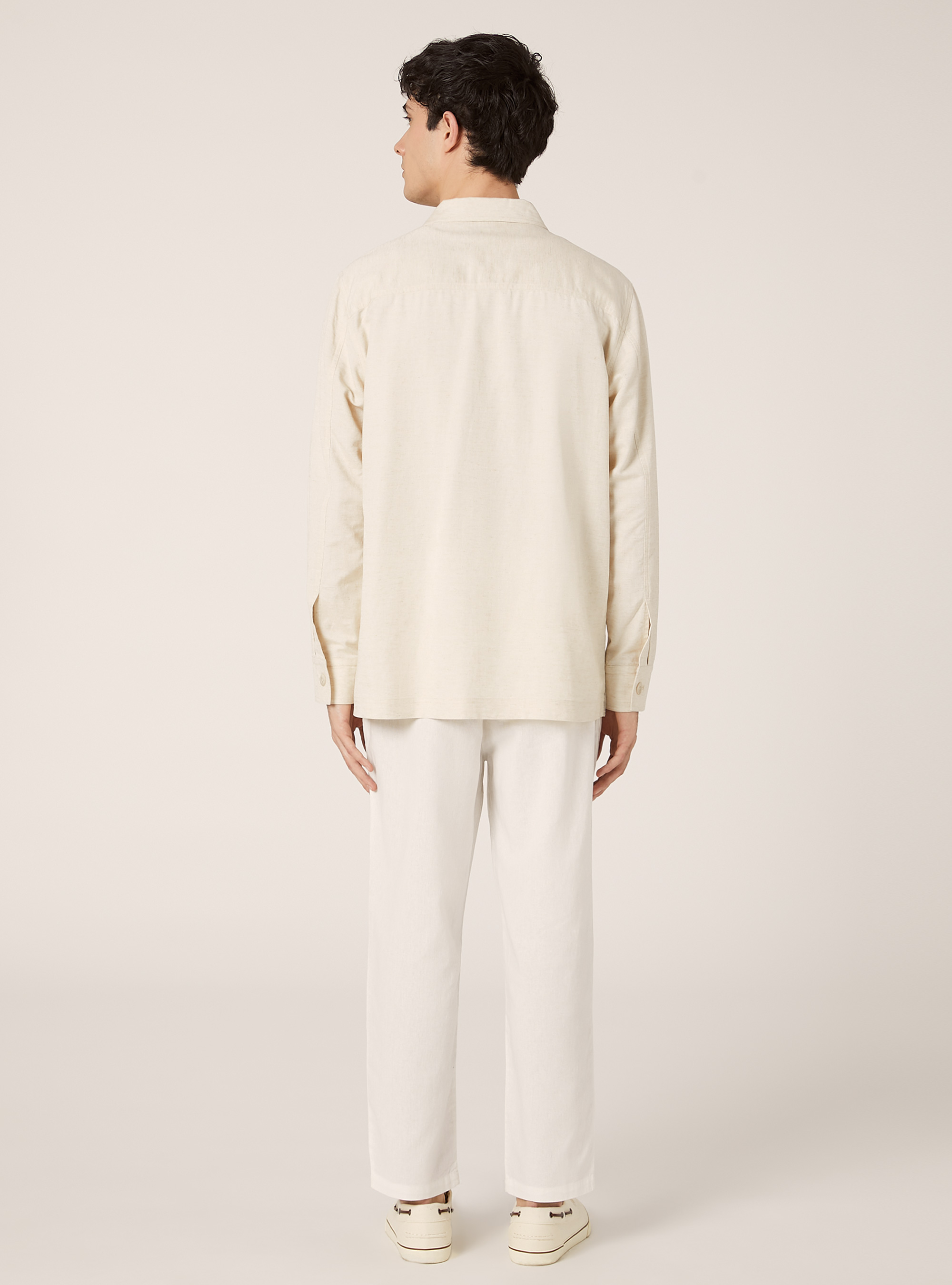 Linen blend shirt jacket, MBG3 BEIGE MEL LIGHT